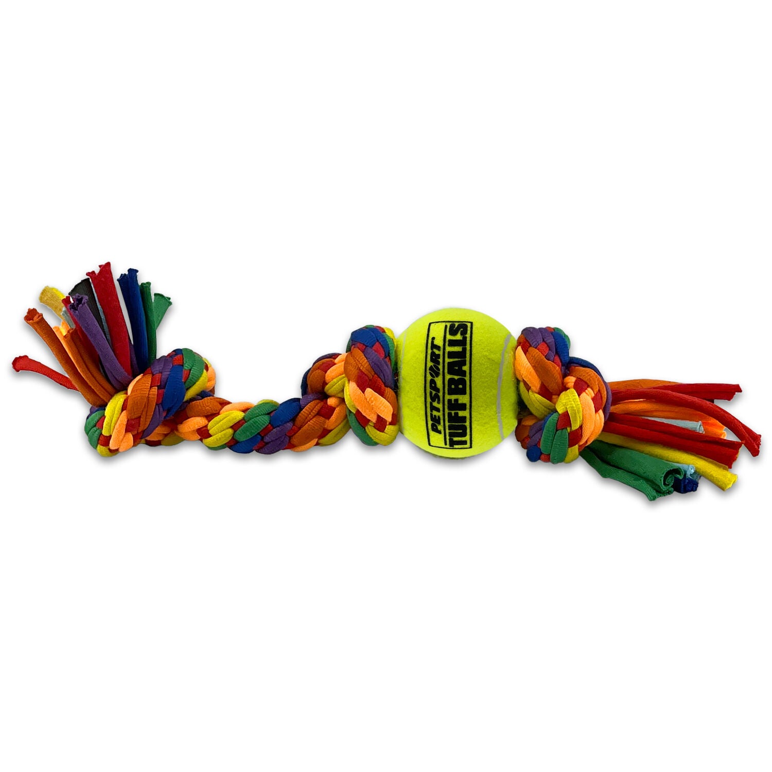 Petsport Kaleidoscope 3 Knot Rope With  1.5" Ball Durable Dog Toy , 8"