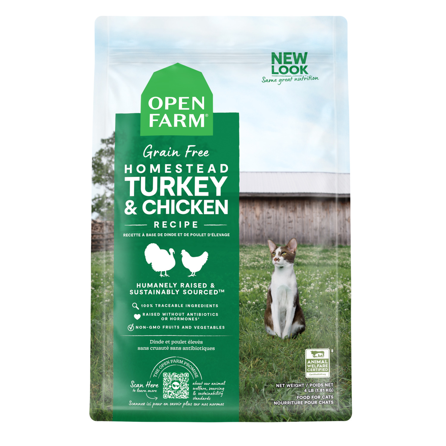 Open Farm Grain-Free Homestead Turkey & Chicken Recipe Dry Cat Food, 4-Lb Bag