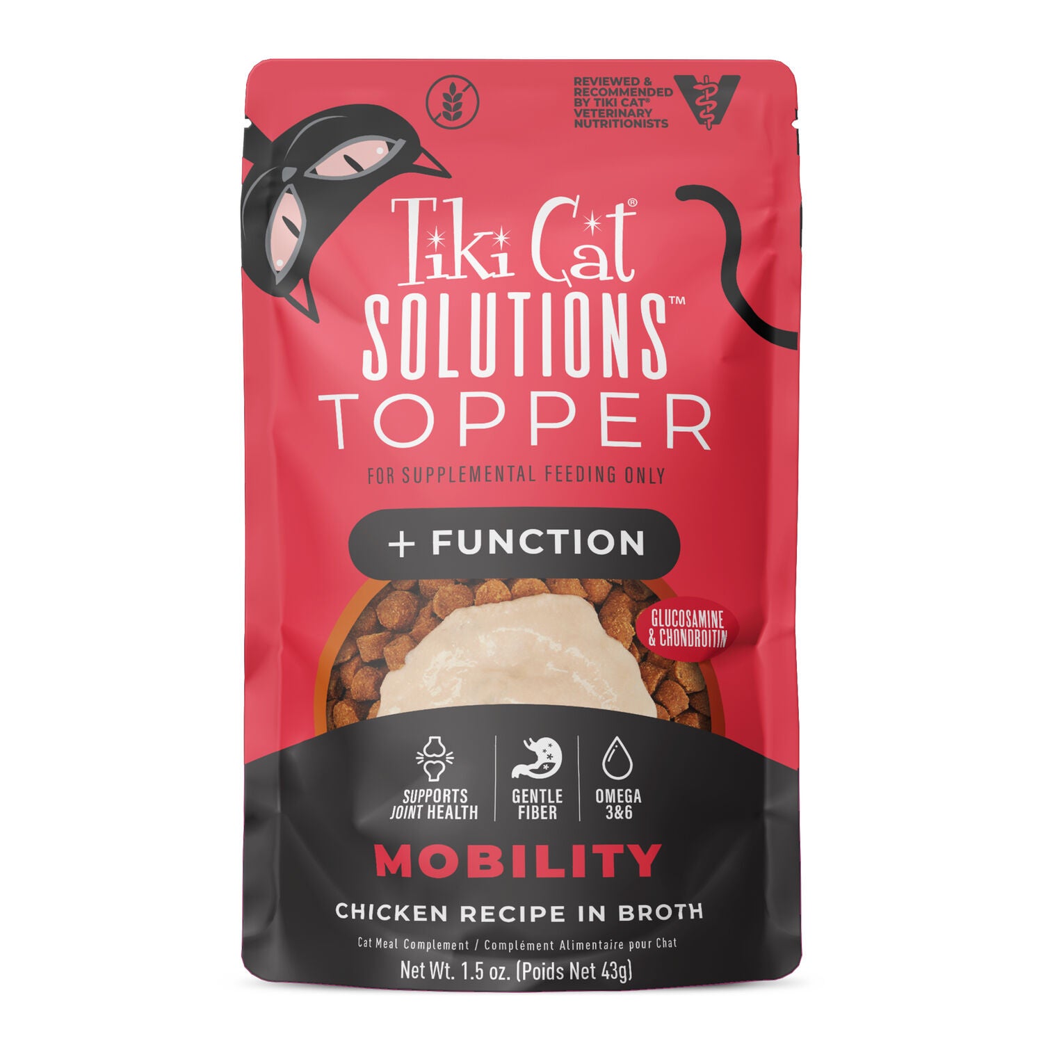 Tiki Cat Solutions Cat Food Topper, Mobility, Chicken Recipe In Broth, 1.5 Oz. Pouch