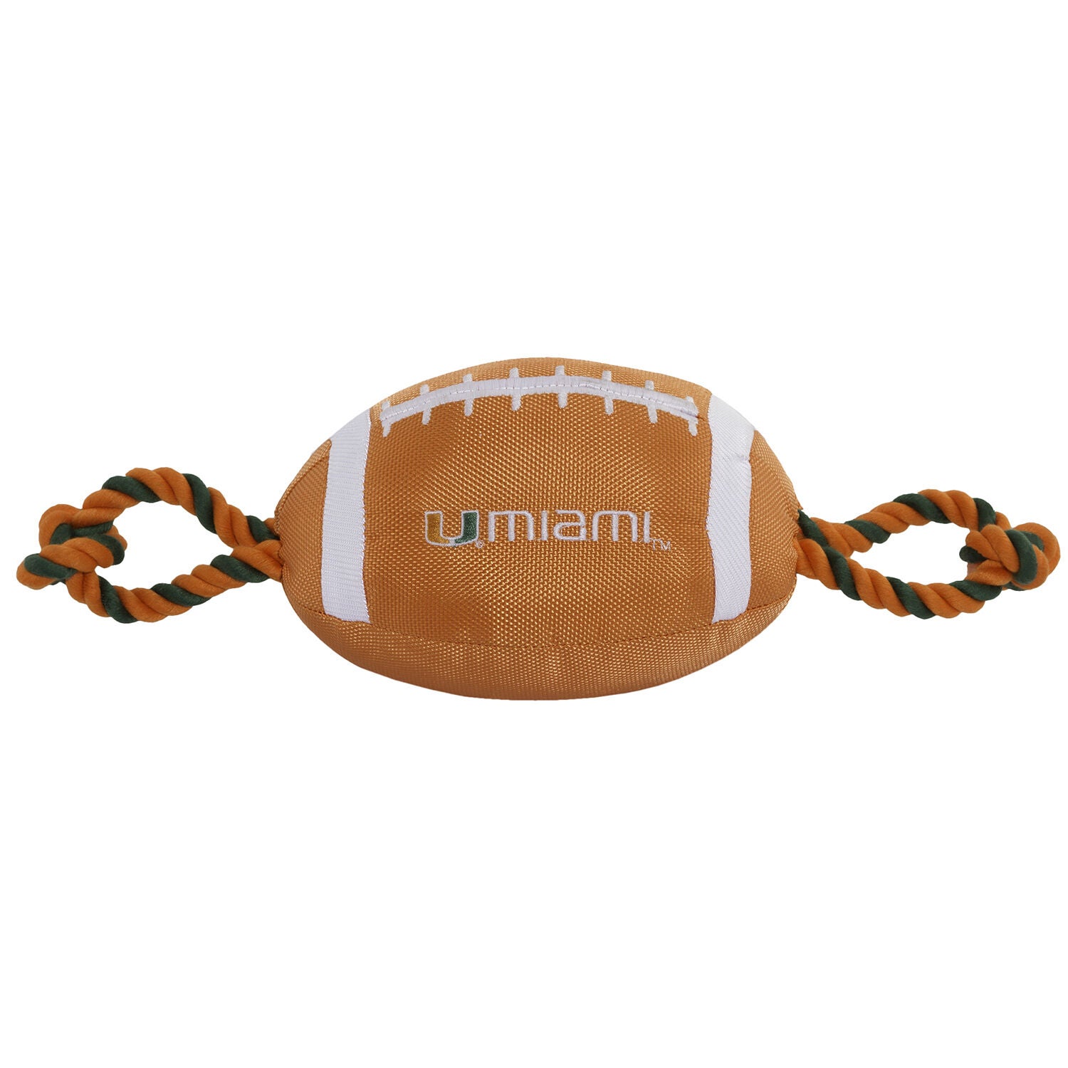 Pets First University Of Miami Hurricanes Football Plush, Rope & Tug Dog Toy
