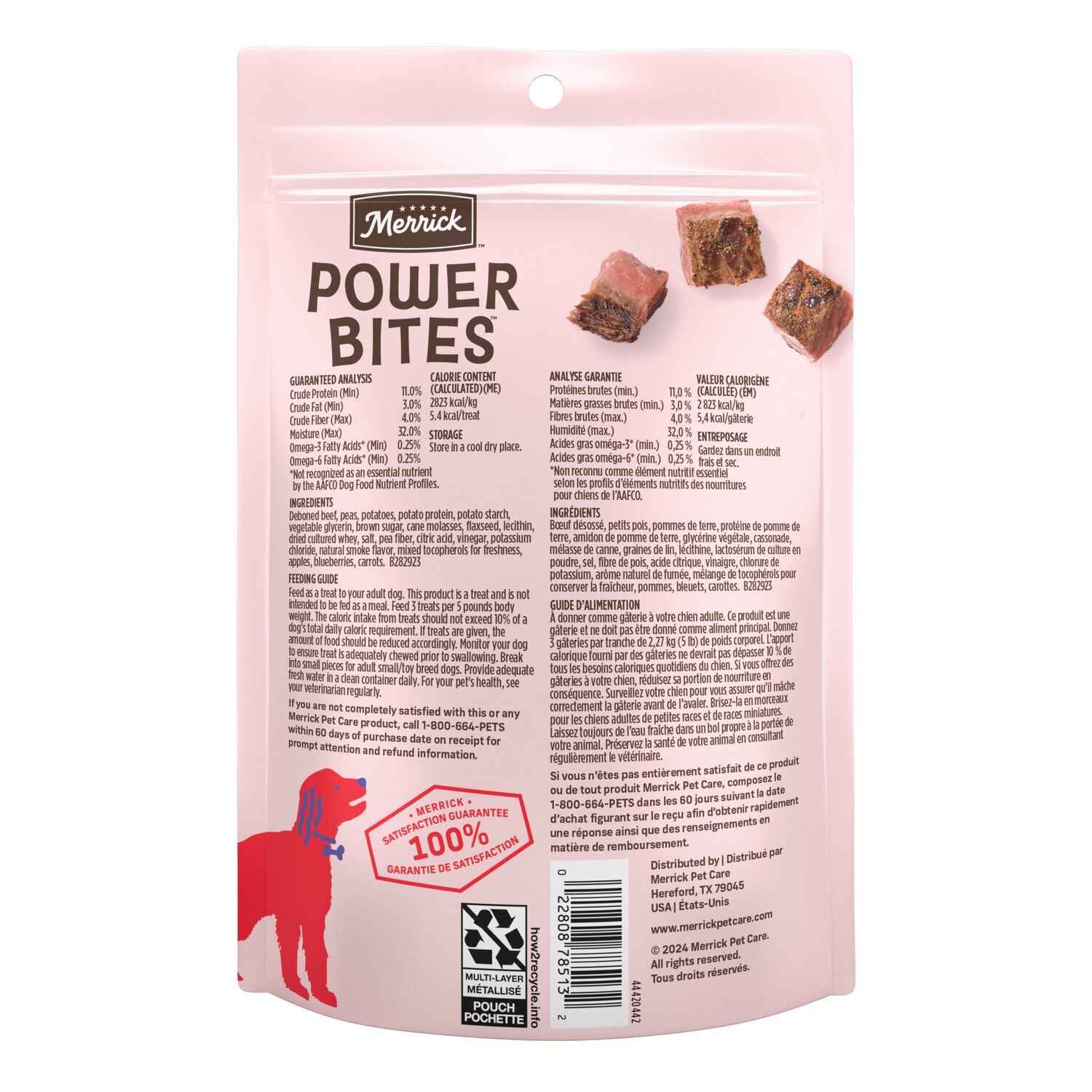 Merrick Power Bites Soft And Chewy Beef Recipe Training Dog Treats, 6-Oz Bag