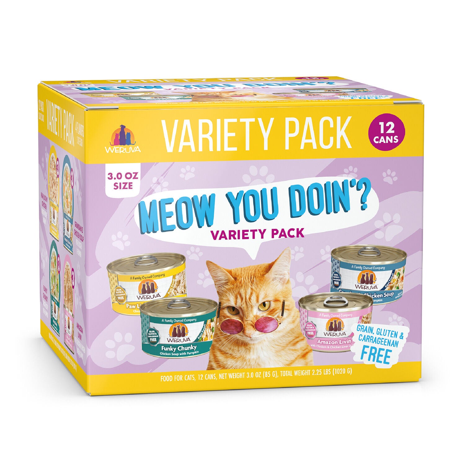 Weruva Classic Cat Meow You Doin'? Wet Cat Food Variety Pack, 3-Oz Can Pack Of 12