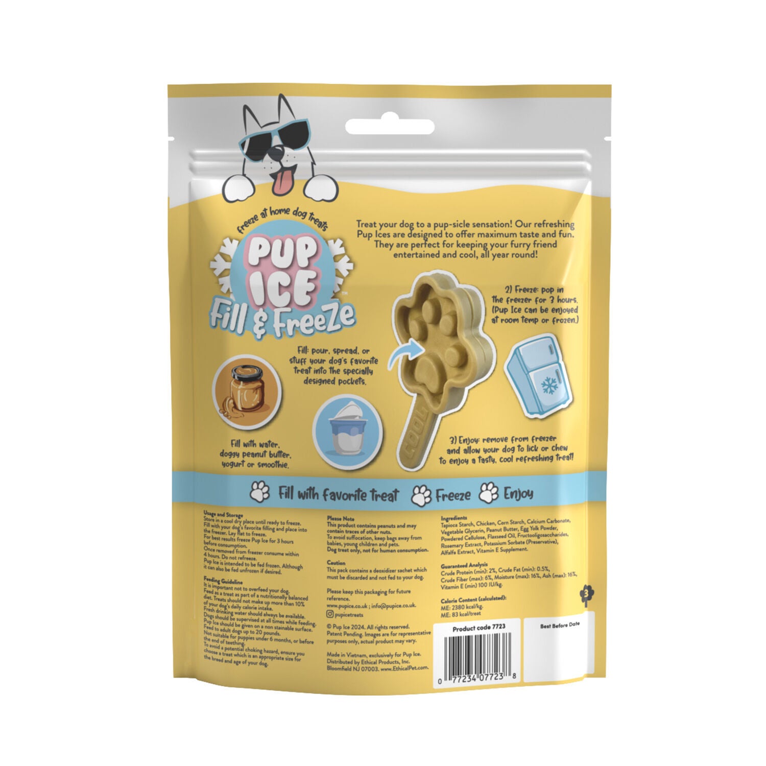 Pup Ice Fill & Freeze Freezer Ready Chews Dog Treats, 3 Pack - Peanut Butter