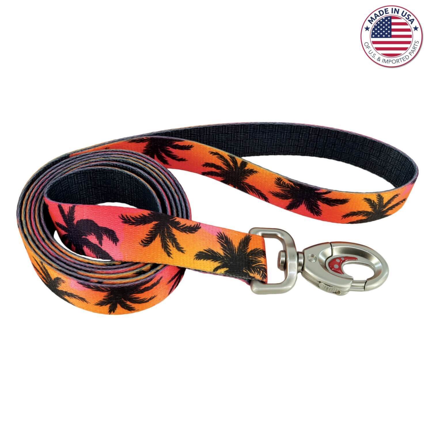 Coastal Pet Products Sublime Dog Leash, Sunset Palms With Black Grid