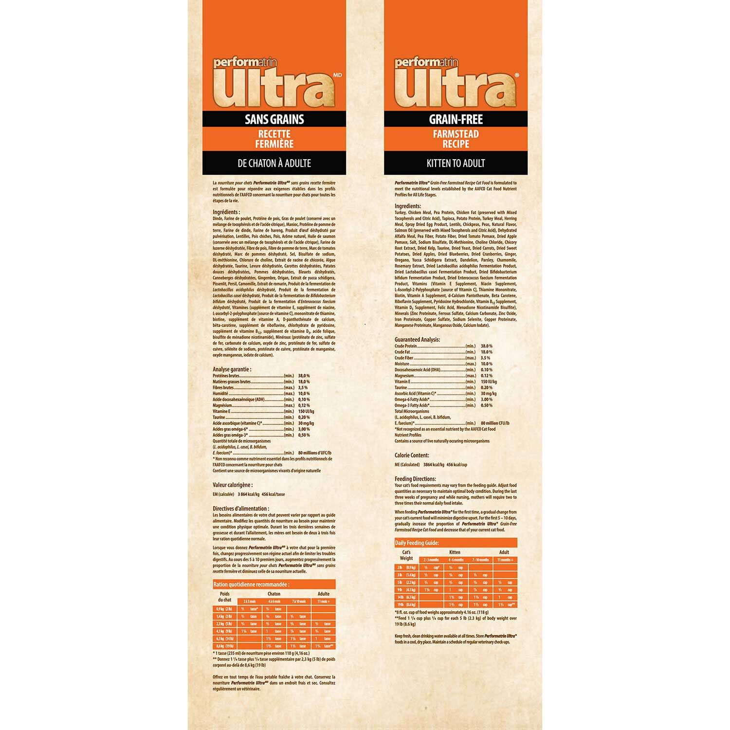Performatrin Ultra Grain-Free Farmstead Dry Cat Food, 12-Lb Bag