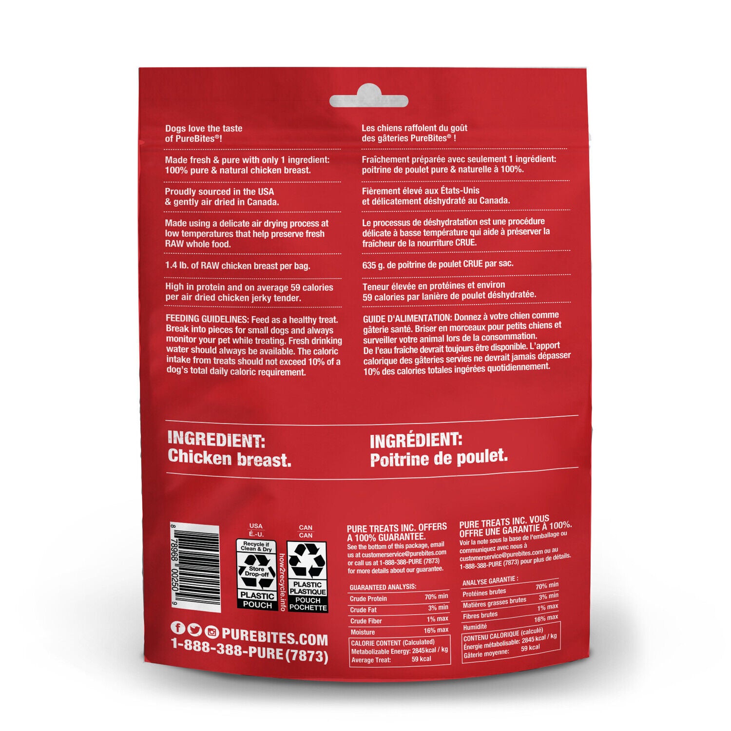 Purebites Chicken Jerky Dog Treats, 1 Ingredient, Made In Canada, 5.5Oz