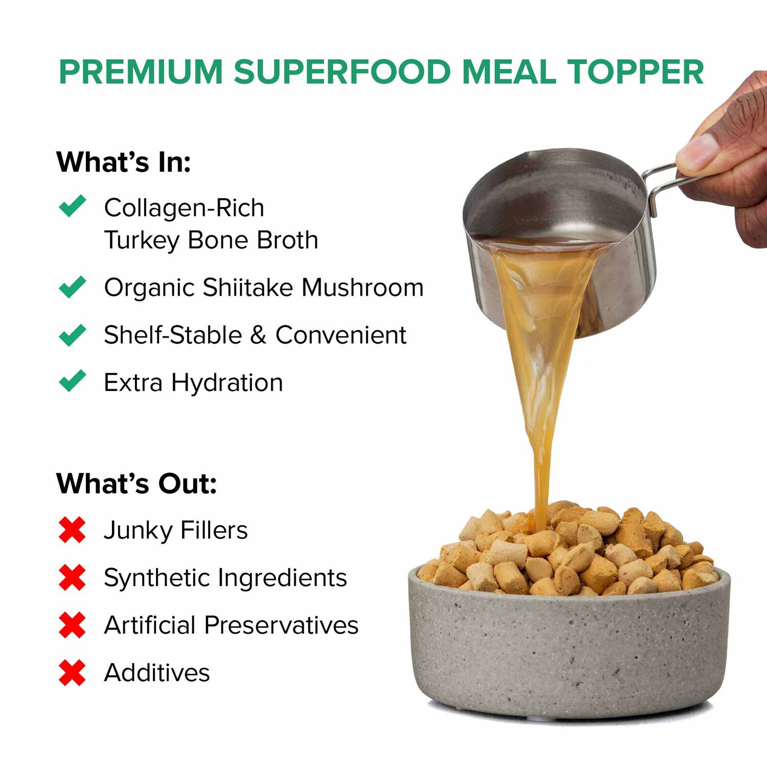 Dr. Marty Better Life Boosters Dehydrated Turkey Bone Broth Supplement Dog Food Topper, 3.17-Oz