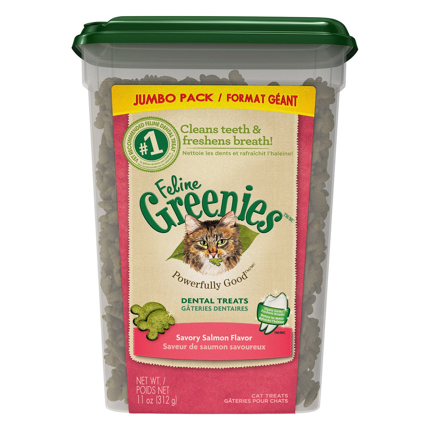 Greenies Feline Adult Cat Dental Treats, Savory Salmon, 4.6-Oz Bag