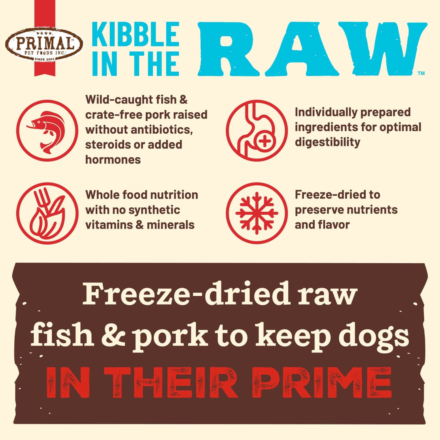 Primal Kibble In The Raw Fish & Pork Recipe Freeze Dried Dog Food