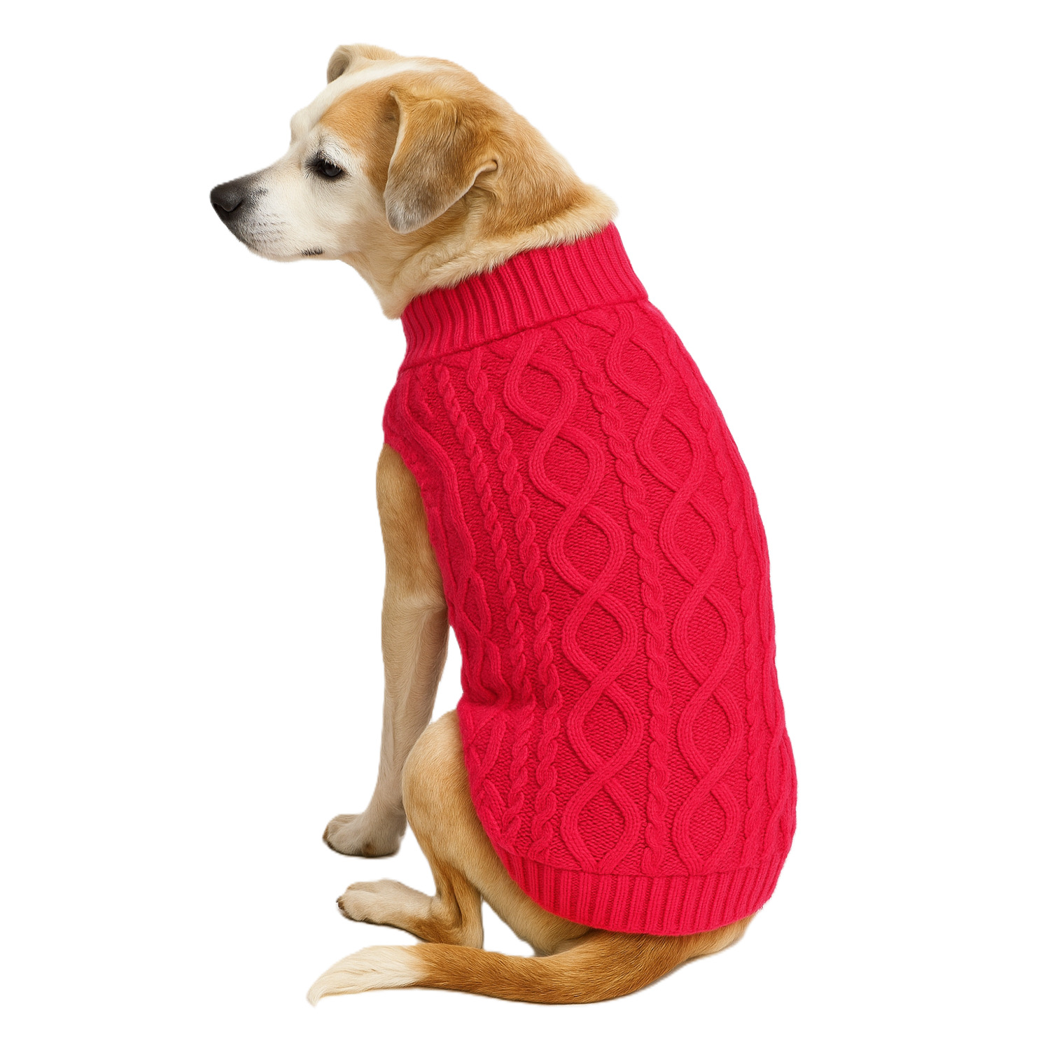 Simply Dog Pink Cable Knit Dog Sweater, Extra Large