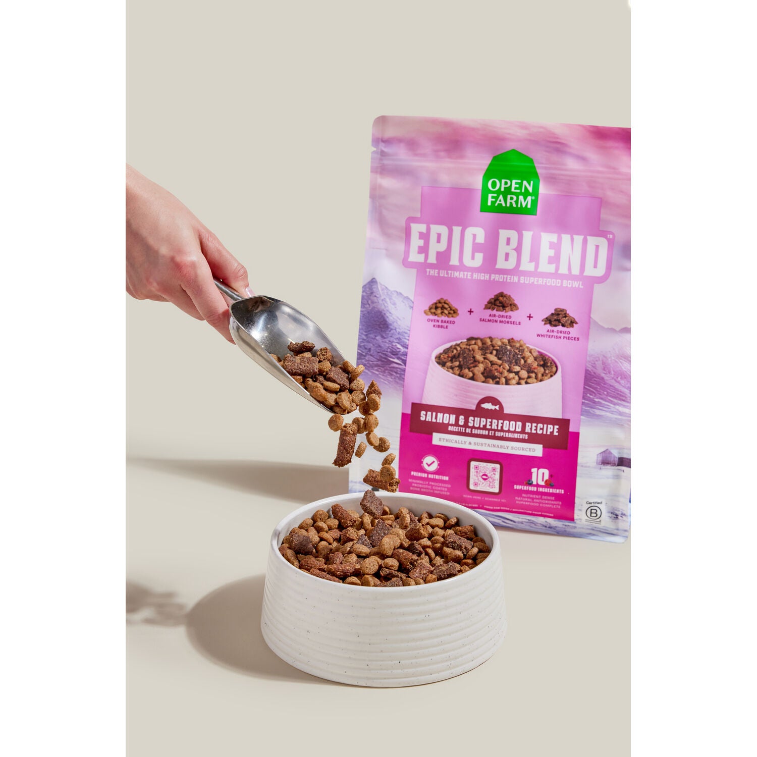Open Farm Epic Blend Salmon & Superfood Recipe Premium Nutrition Dry Dog Food With Air-Dried Morsels, 3.5Lb