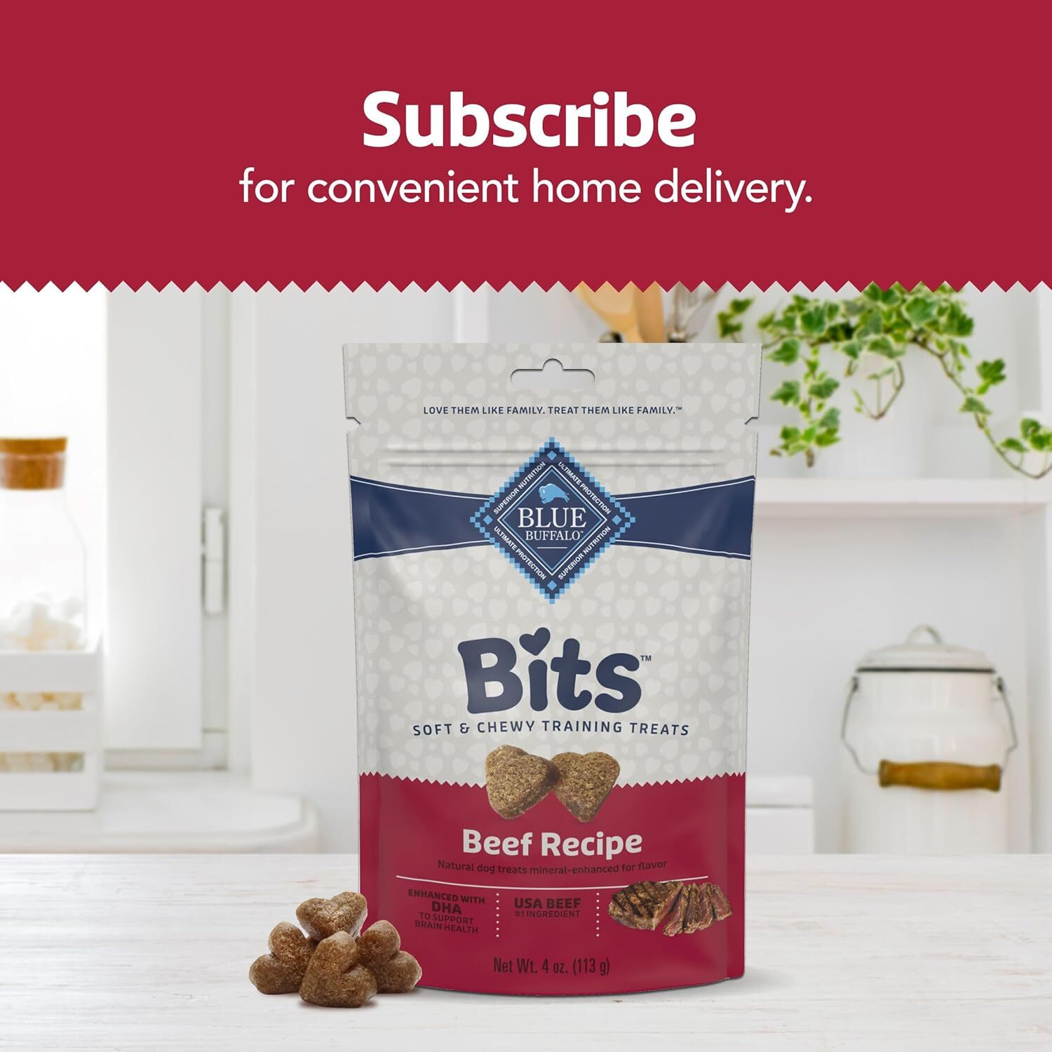 Blue Buffalo Blue Bits Tender Beef Recipe Dog Treat, 4-Oz