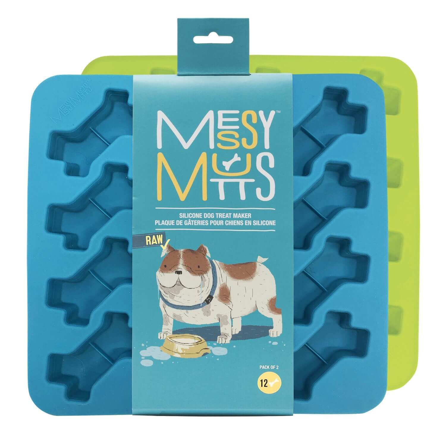 Messy Mutts Silicone Bake & Freeze Dog & Cat Treat Making Mold, 12-1Oz