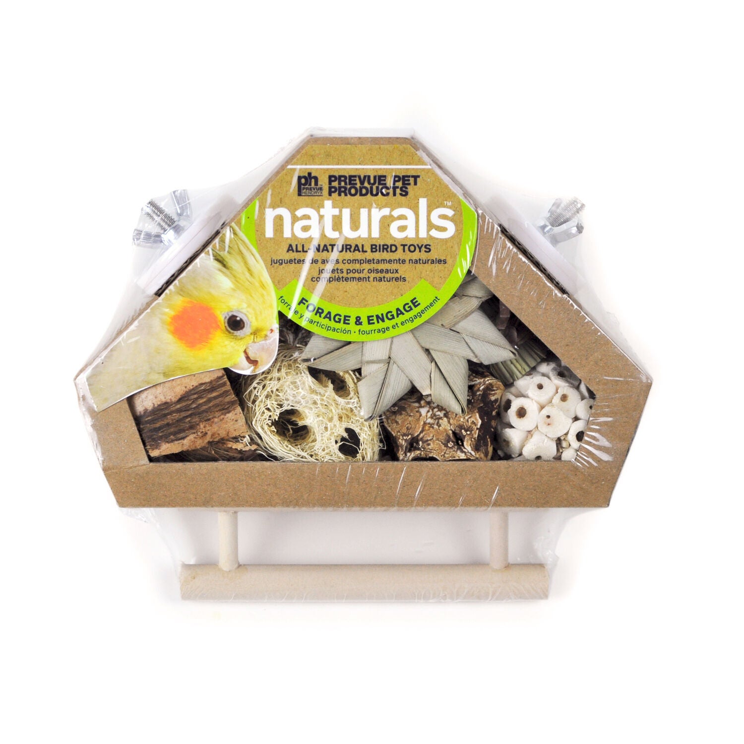 Prevue Pet Products Corner Bird Box With Perch & Bird Toys