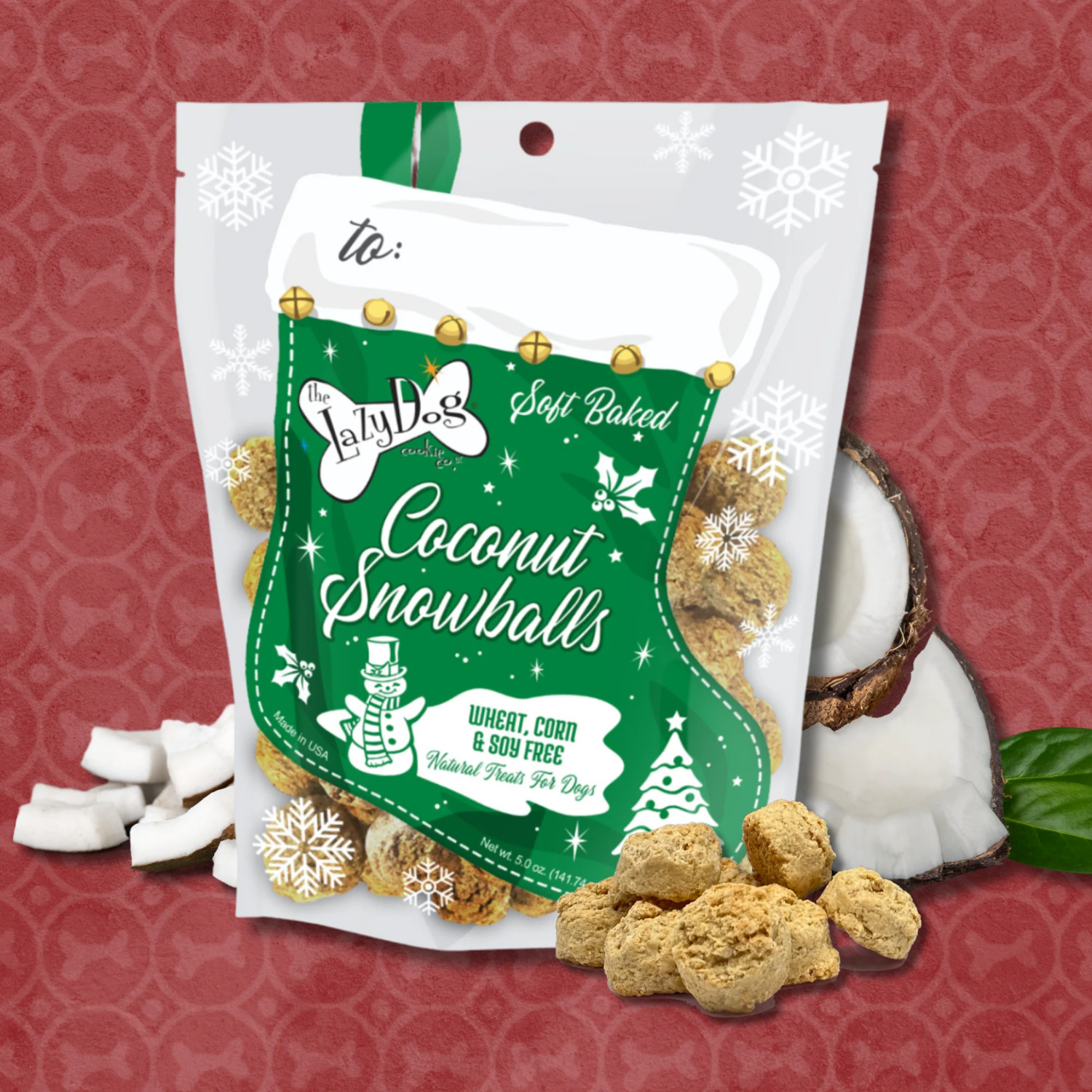 The Lazy Dog Cookie Co Coconut Snowballs Soft Baked Holiday Dog Treats