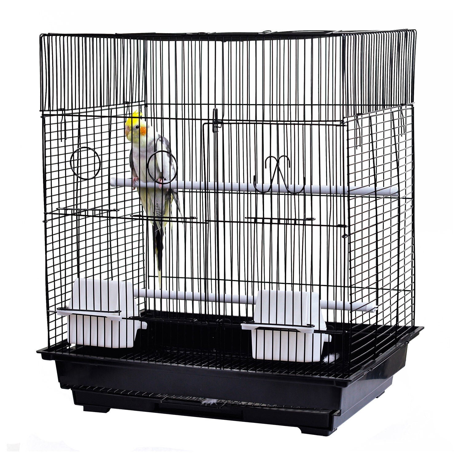 A&E Cage Flat Top Cage For Birds, Black