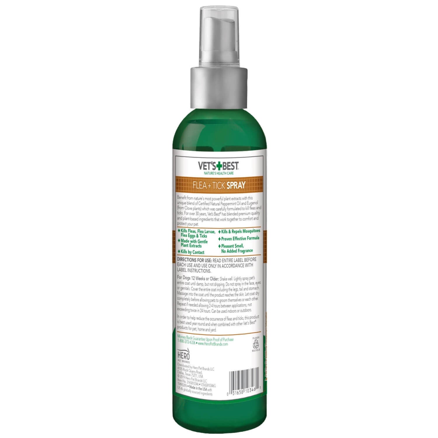 Vet's Best Flea + Tick Spray For Dogs, With Peppermint Oil And Clove Extract
