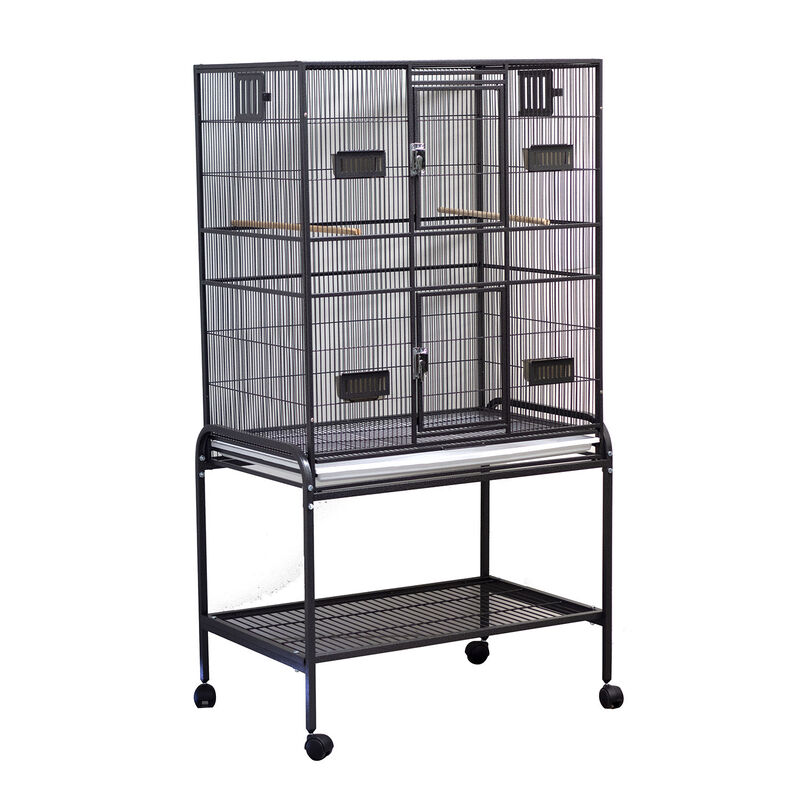 Flight Cage With Stand - Black For Birds