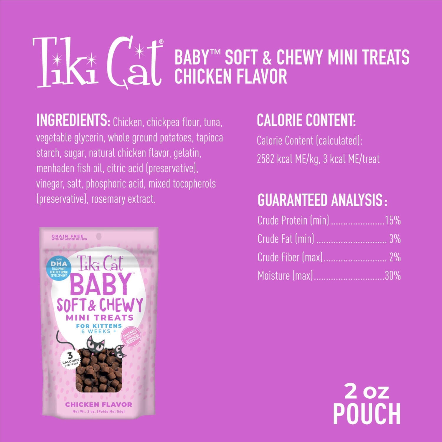 Tiki Cat Baby Soft & Chewy Grain Free Chicken Flavored Cat Treats