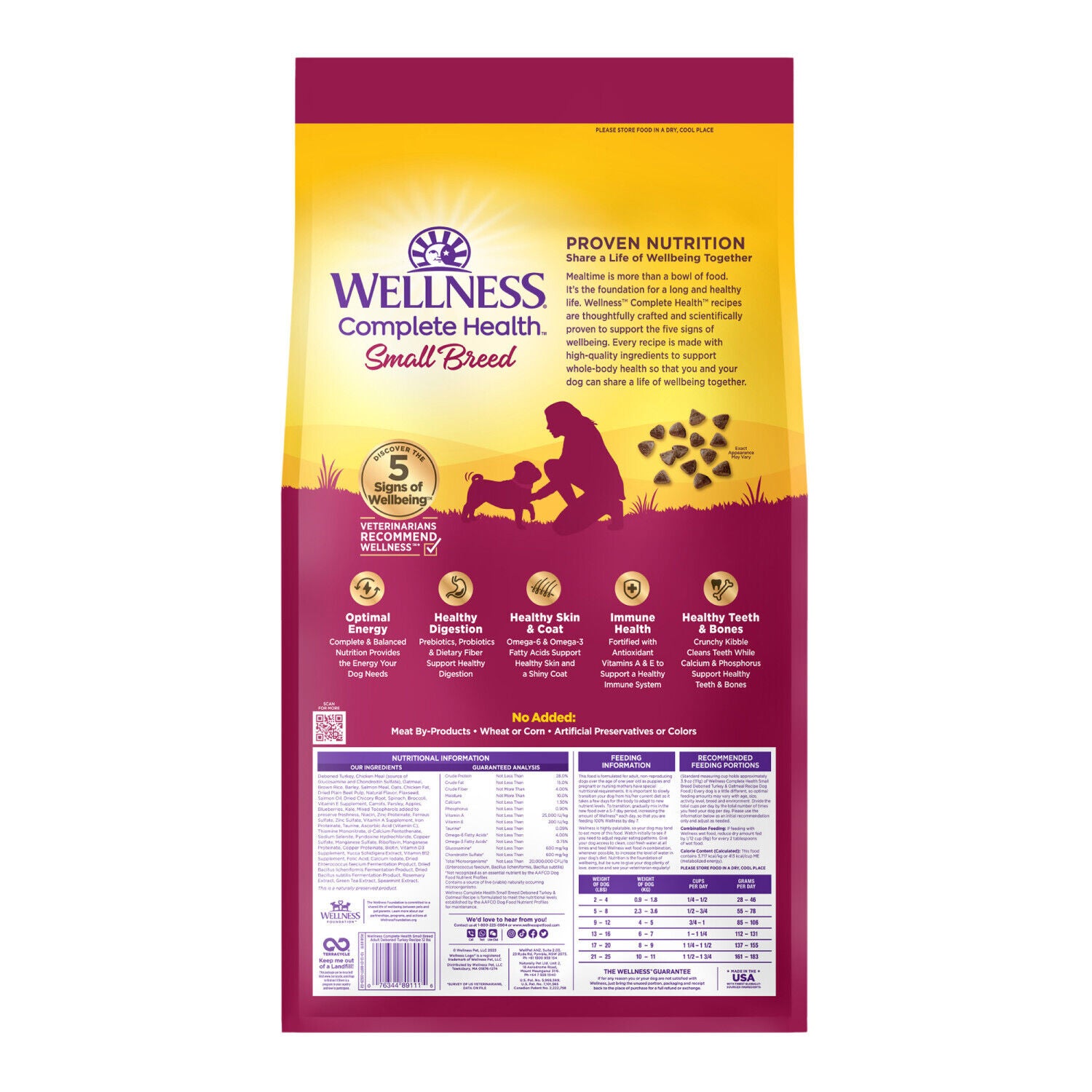 Wellness Complete Health Dry Dog Food, Small Breed, Wholesome Grains, Natural, Turkey & Oatmeal Recipe, 4-Pound Bag