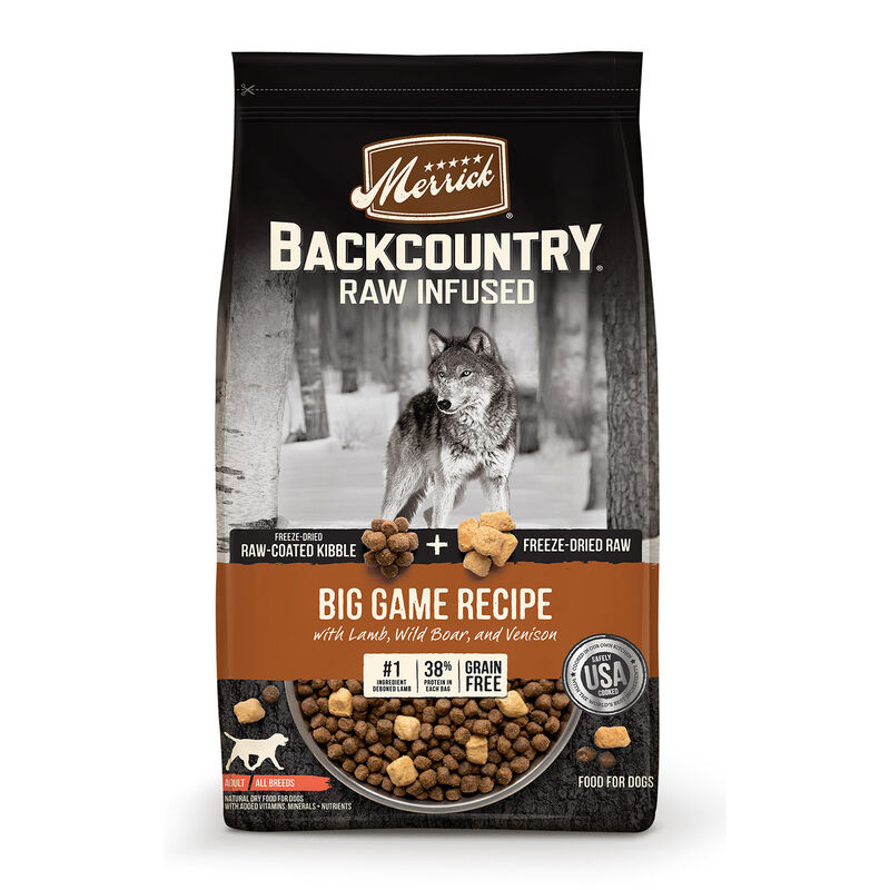 Merrick Backcountry Grain Free Dry Adult Dog Food, Kibble With Freeze Dried Raw Pieces, Big Game Recipe