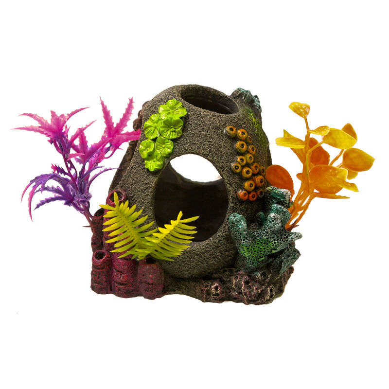 Exotic Environments Sunken Orb Floral Aquarium Ornament image number 1