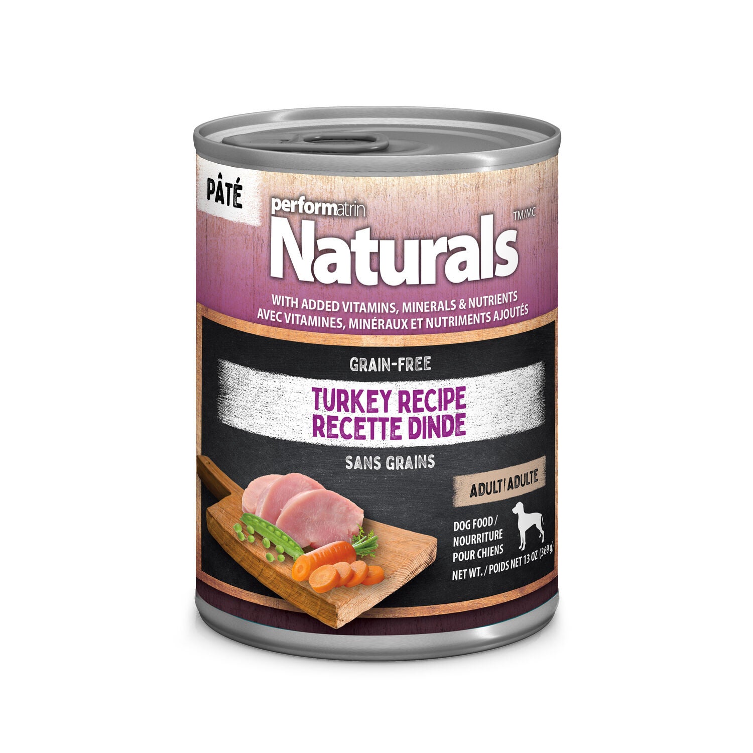 Performatrin Naturals Turkey & Veggies Recipe Pate Adult Wet Dog Food, 13-Oz Pack Of 12