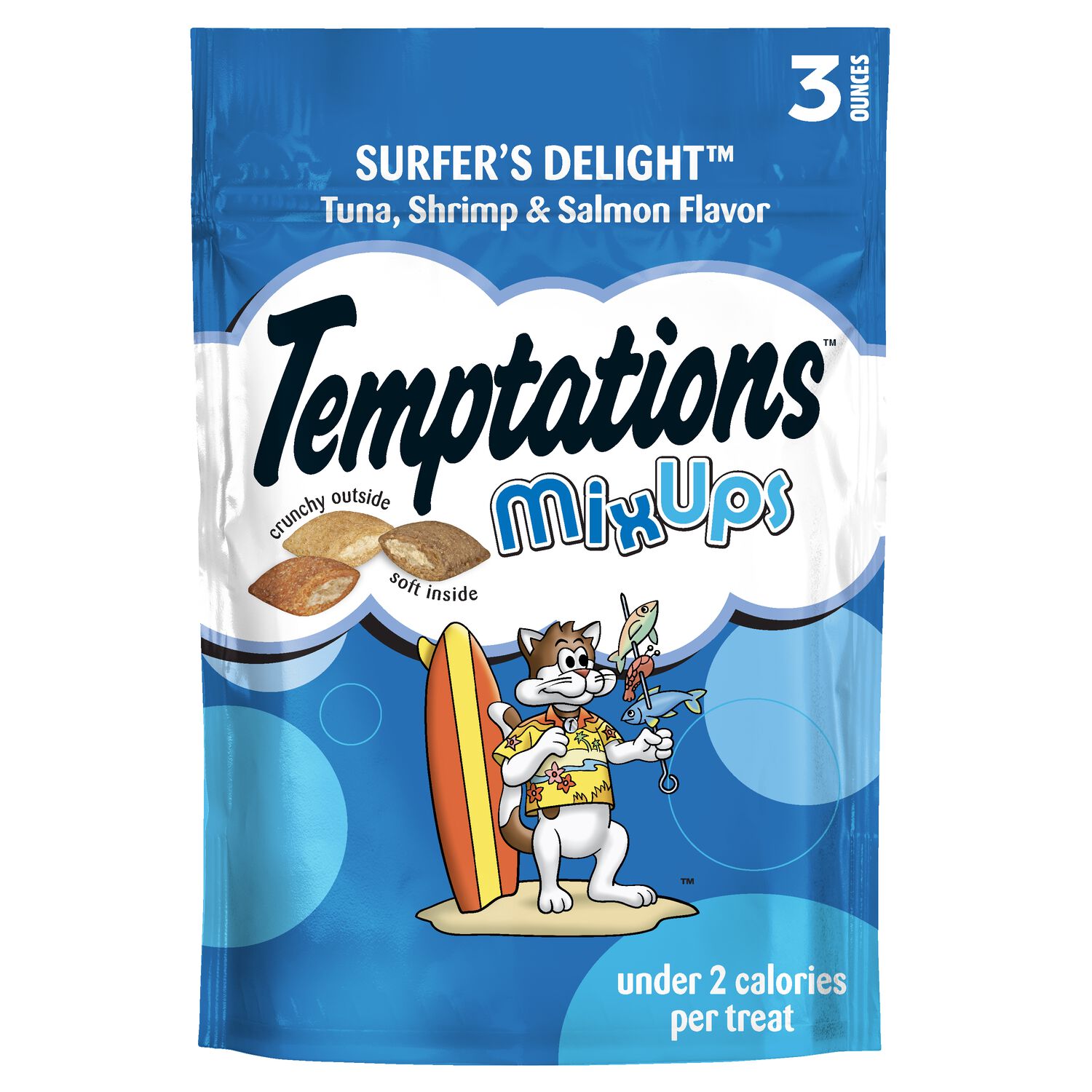 Temptations Mixups Crunchy & Soft Surfers' Delight Flavor Cat Treats, 3-Oz