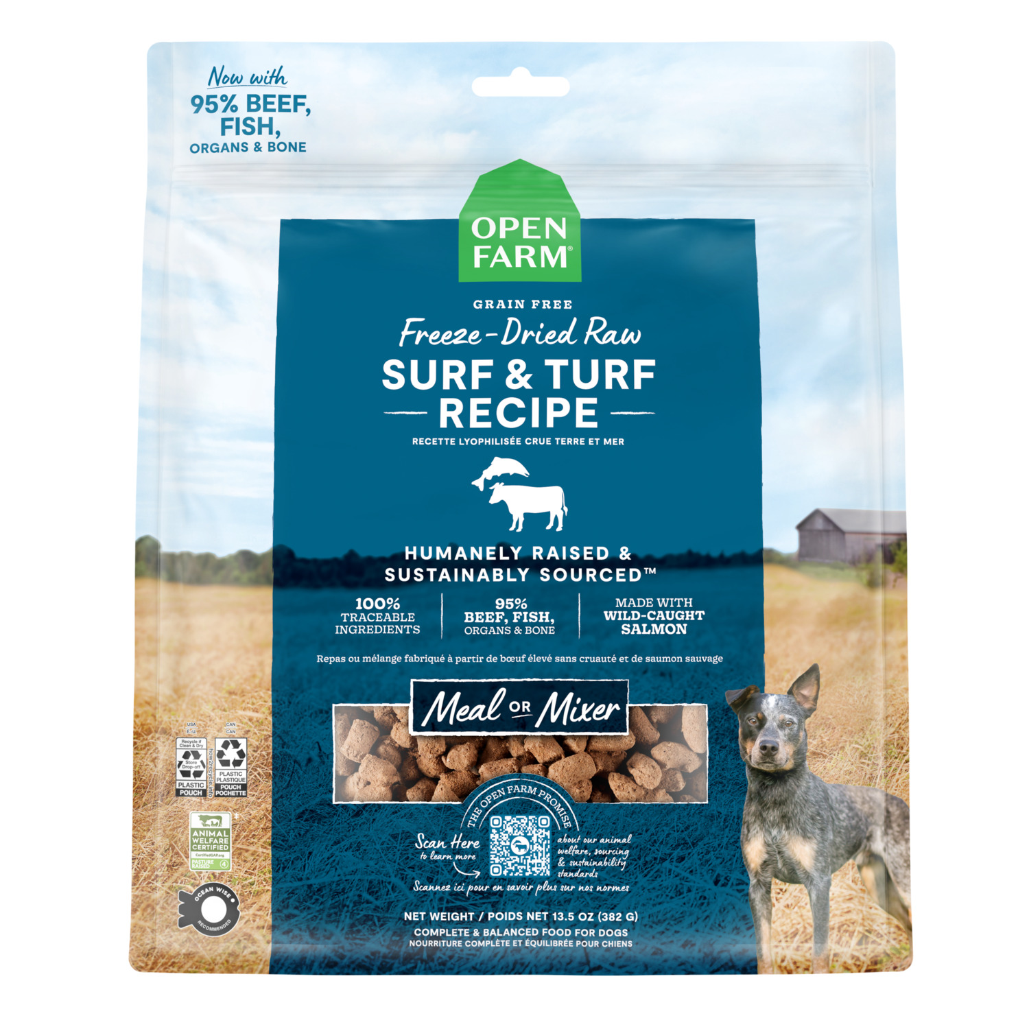 Open Farm Freeze Dried Raw Surf &Turf Recipe Dog Food & Food Topper