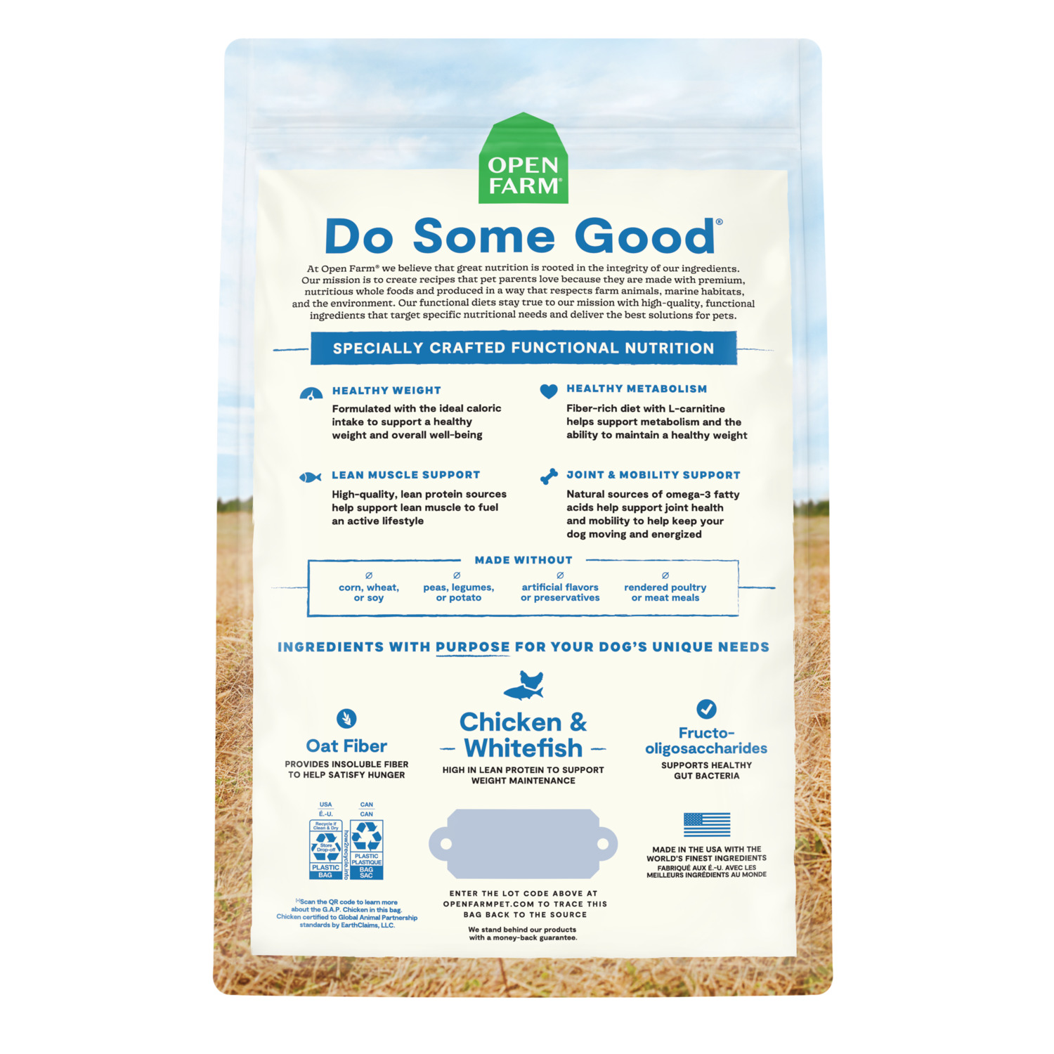 Open Farm Functional Healthy Weight, Chicken & Whitefish Recipe Dry Dog Food, 4Lb