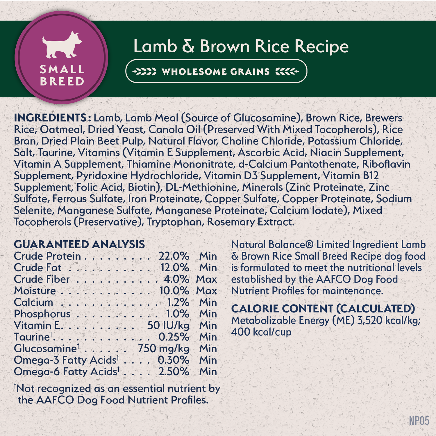 Natural Balance Limited Ingredient Dry Dog Food, Lamb & Brown Rice Small Breed Recipe, 12-Lb Bag