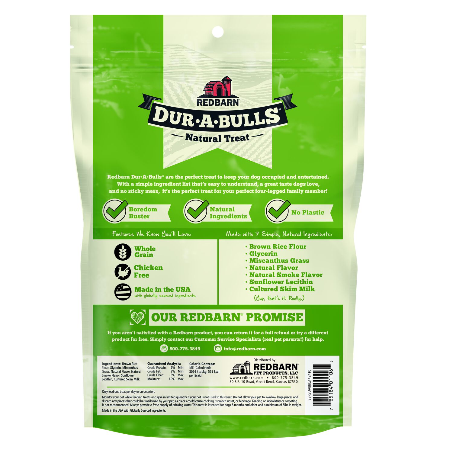 Redbarn Dur-A-Bulls&reg; Hickory Bbq Braid Rawhide Alternative Dental Dog Treats, Large, 3-Pk