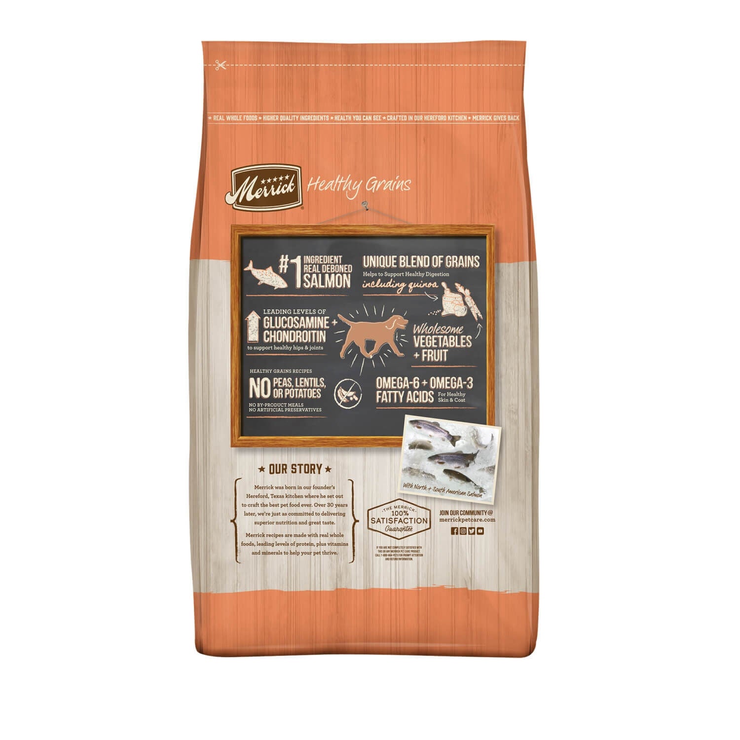Merrick Healthy Grains Real Salmon Brown Rice Recipe With Ancient Grains Dry Dog Food 25lb Pet Supermarket
