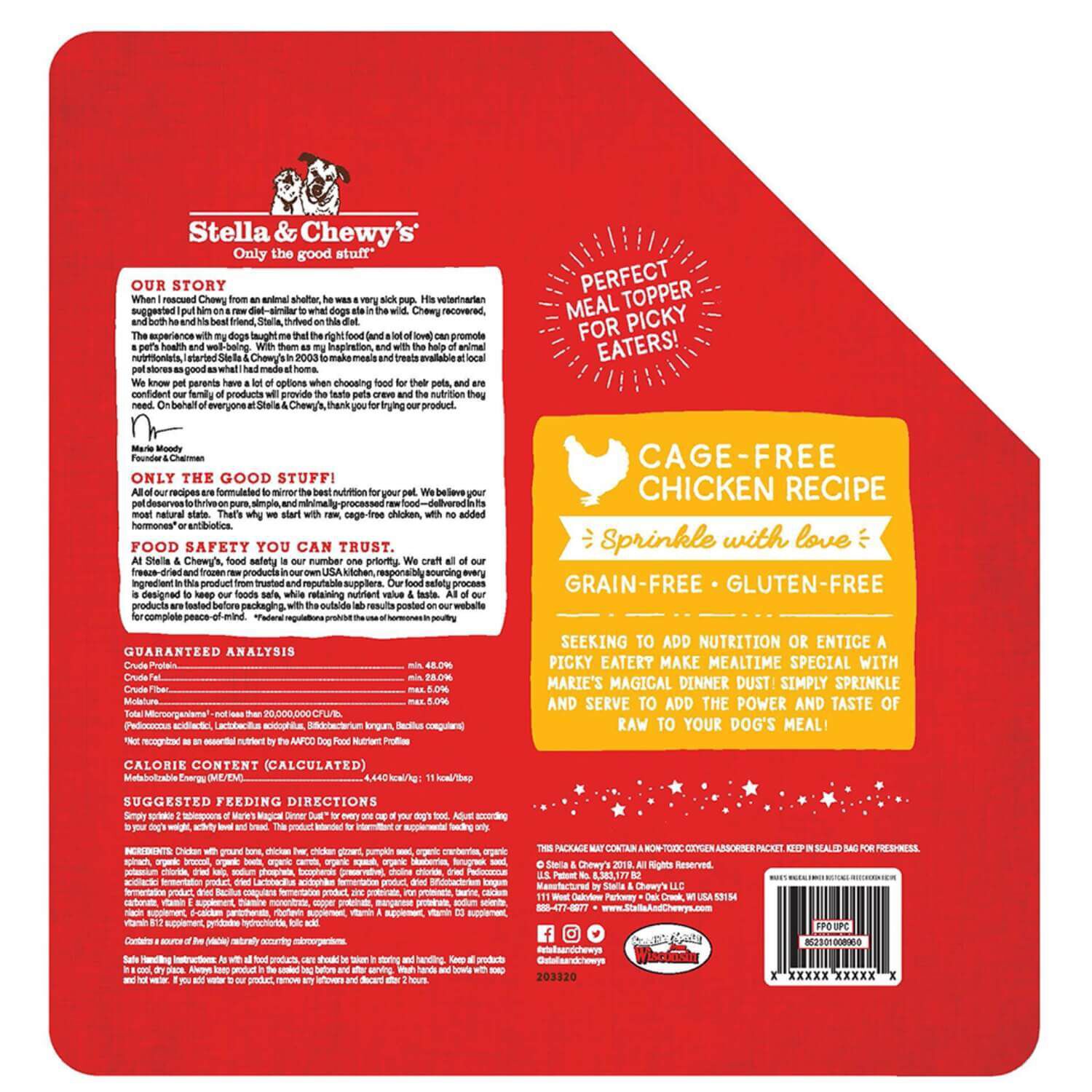 Stella & Chewy's Marie&rsquo;S Magical Dinner Dust Freeze-Dried Dog Food Topper, Cage-Free Chicken Recipe, 0.75-Oz