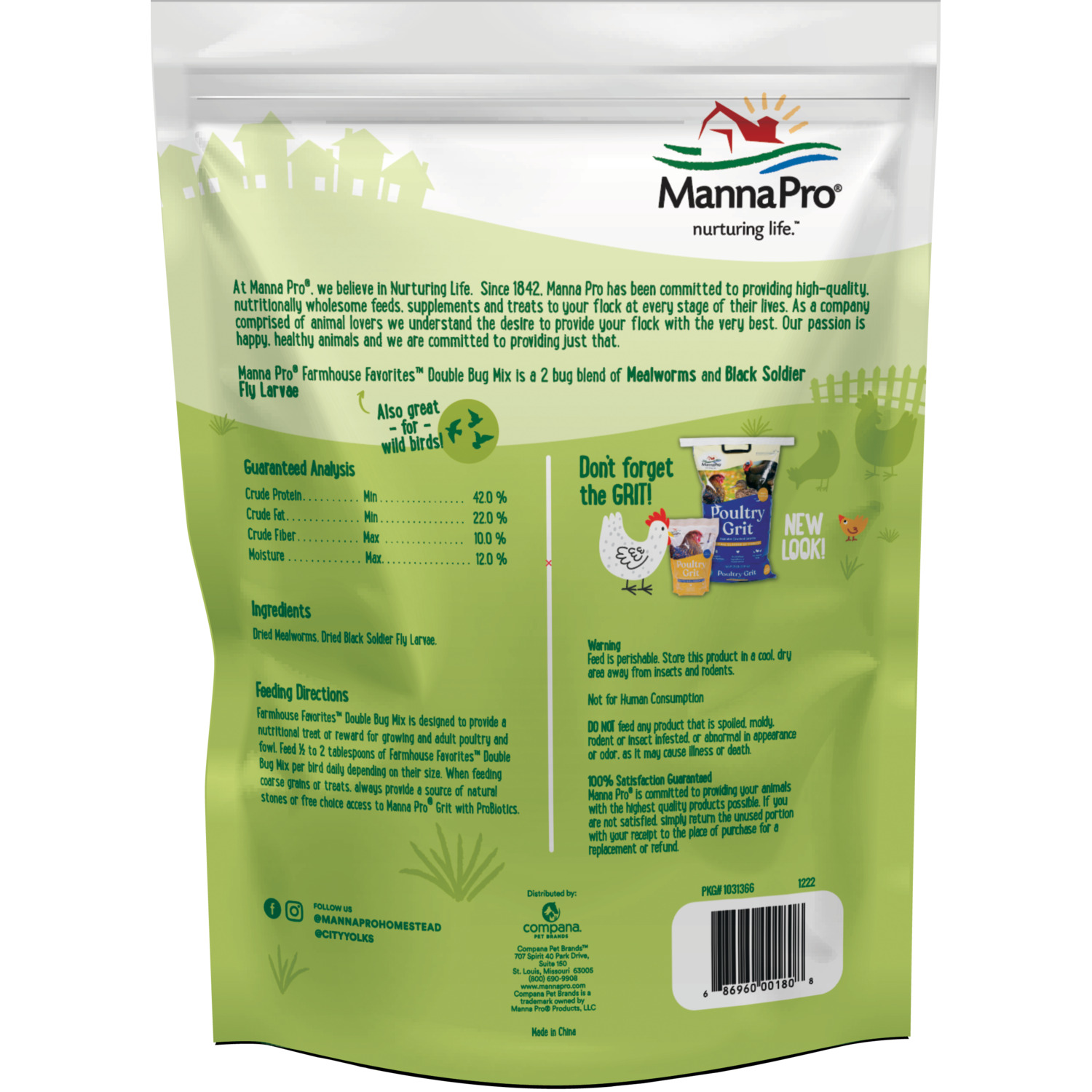 Manna Pro Farmhouse Favorites Double Bug Mix Chicken Treat, 2Lb