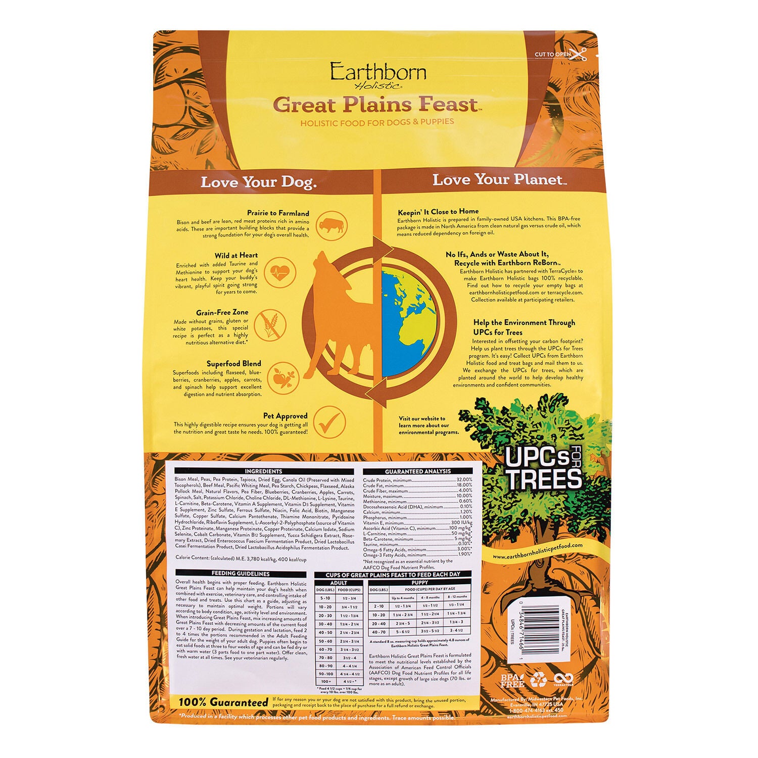 Earthborn dog food feeding chart sales