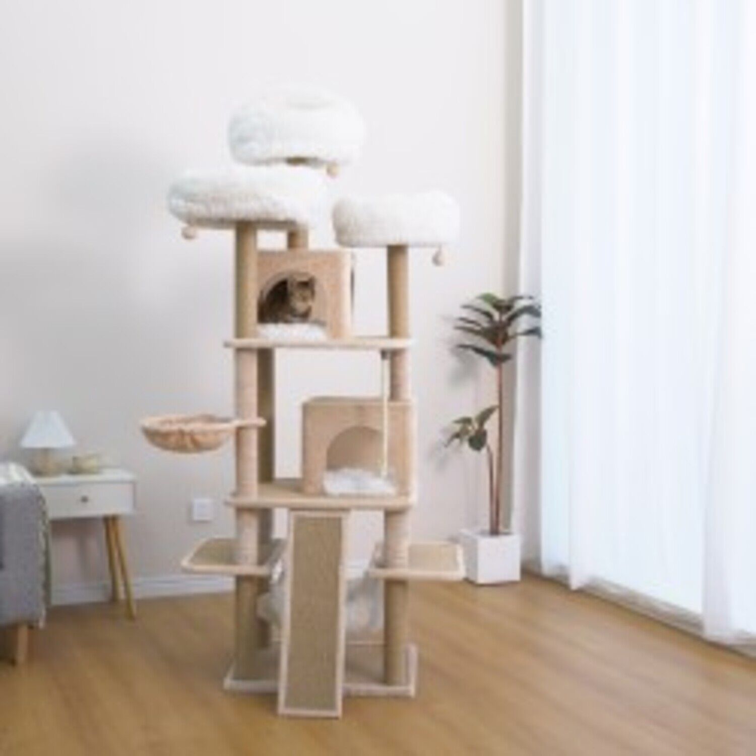 Catry Castle 7-Level Cat Tree With Cat Hammock, Scratching Post, And Playful Toys, 74.5"