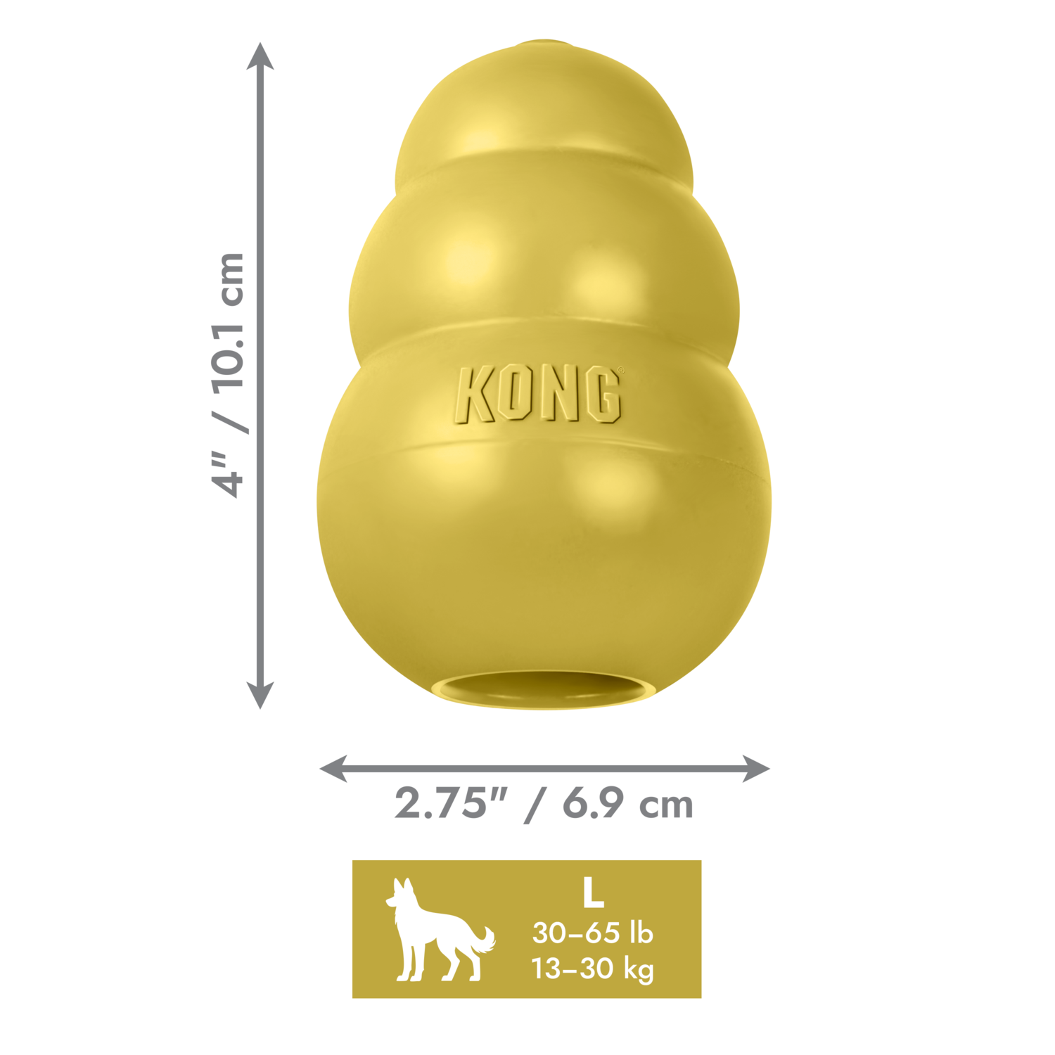 Kong Classic Tough & Durable Rubber Dog Chew Toy, Gold, Large