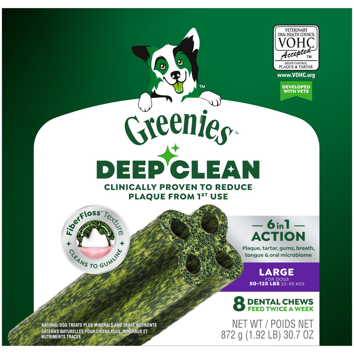 Greenies Deep Clean Original Flavor Large Size Dental Dog Treats, 8.47 Oz, 2 Count