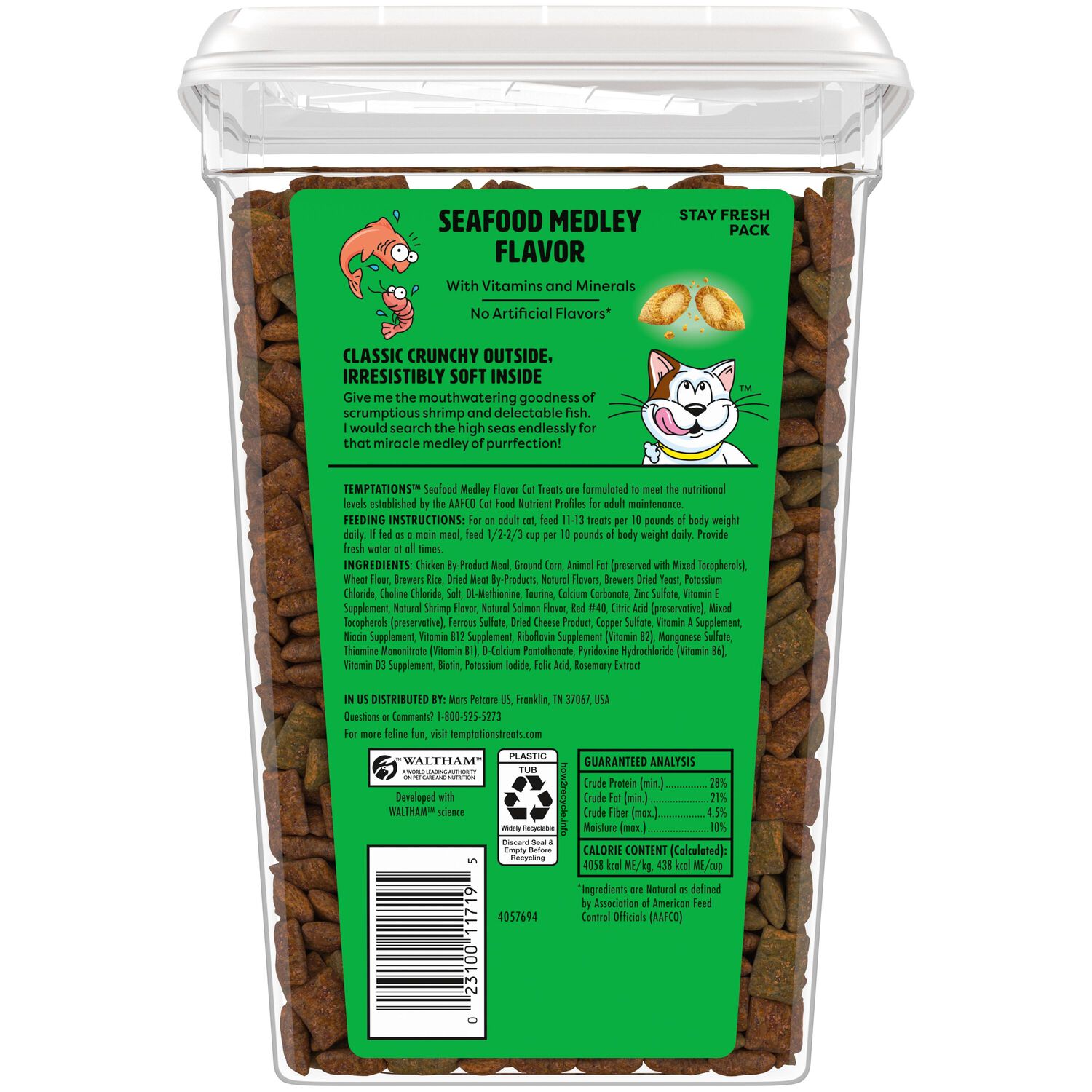 Temptations Classic Seafood Medley Crunchy & Soft Cat Treats, 16-Oz Canister