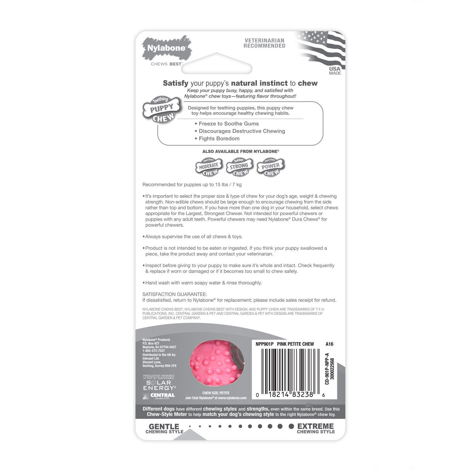 Nylabone Puppy Teething & Soothing Flexible Chew Dog Toy, Chicken Flavor, Pink - X-Small/Petite - Up To 15-Lbs