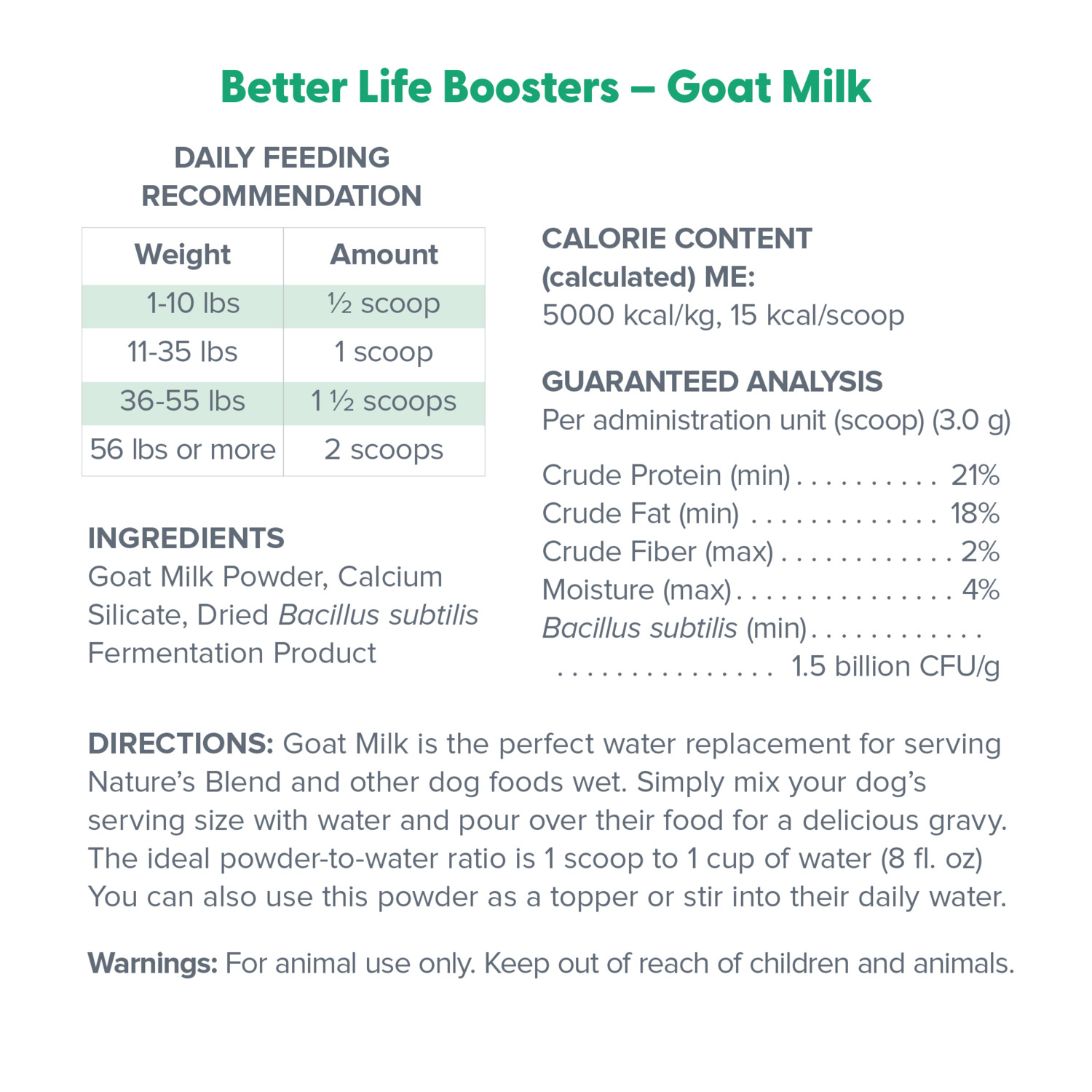Dr. Marty Better Life Boosters Dehydrated Goat Milk Dog Food Supplement