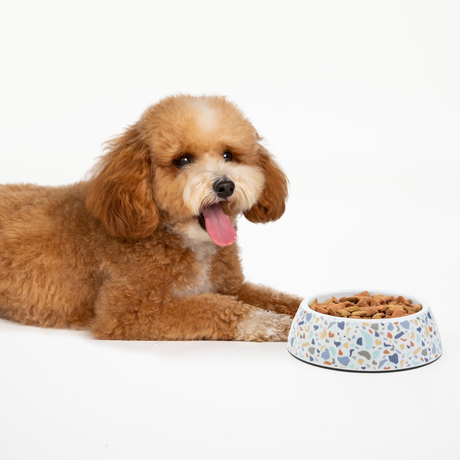 Simply Dog White Mosaic Plastic Dog Bowl, 9.4"