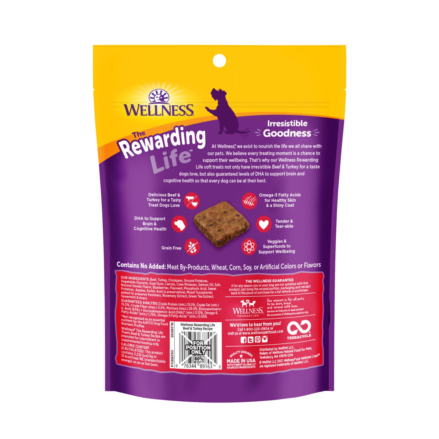 Wellness Rewarding Life Dog Treats, Training Treat, Grain Free, Soft Beef & Turkey (6 Ounce Bag)
