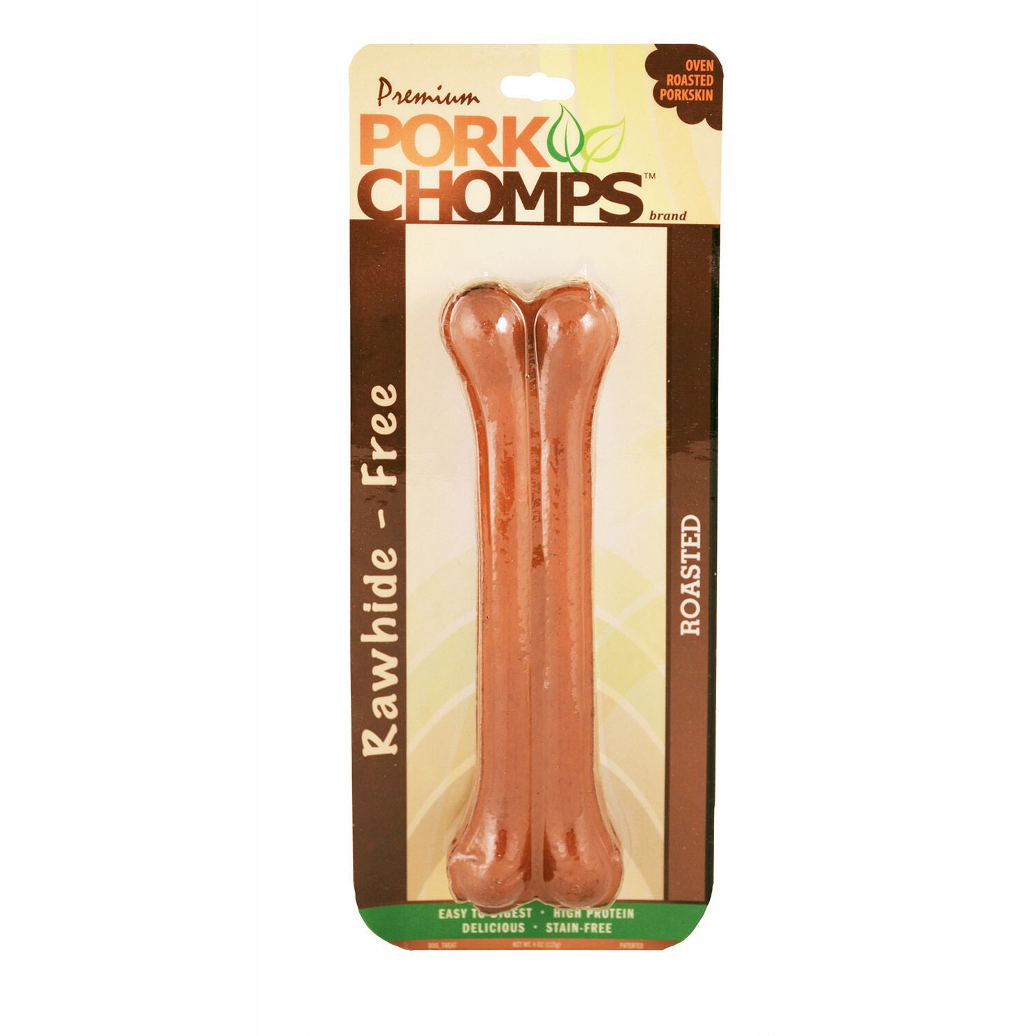 Pork Chomps Roasted Pressed Bone Rawhide Alternative Dog Treat, 7-In