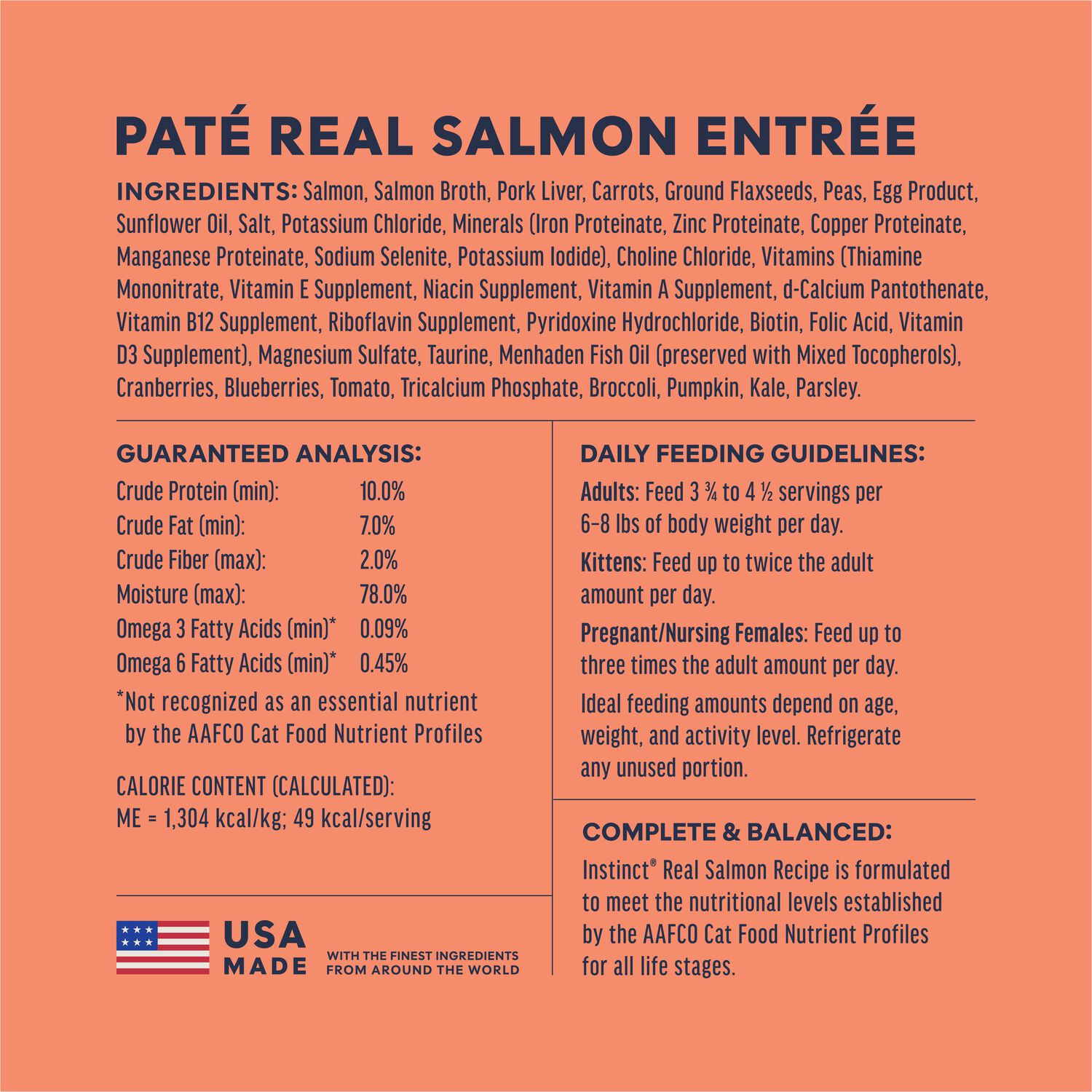 Instinct Pate Grain-Free Wet Cat Food, Real Salmon Entr&eacute;e, 2.64-Oz Split Cup