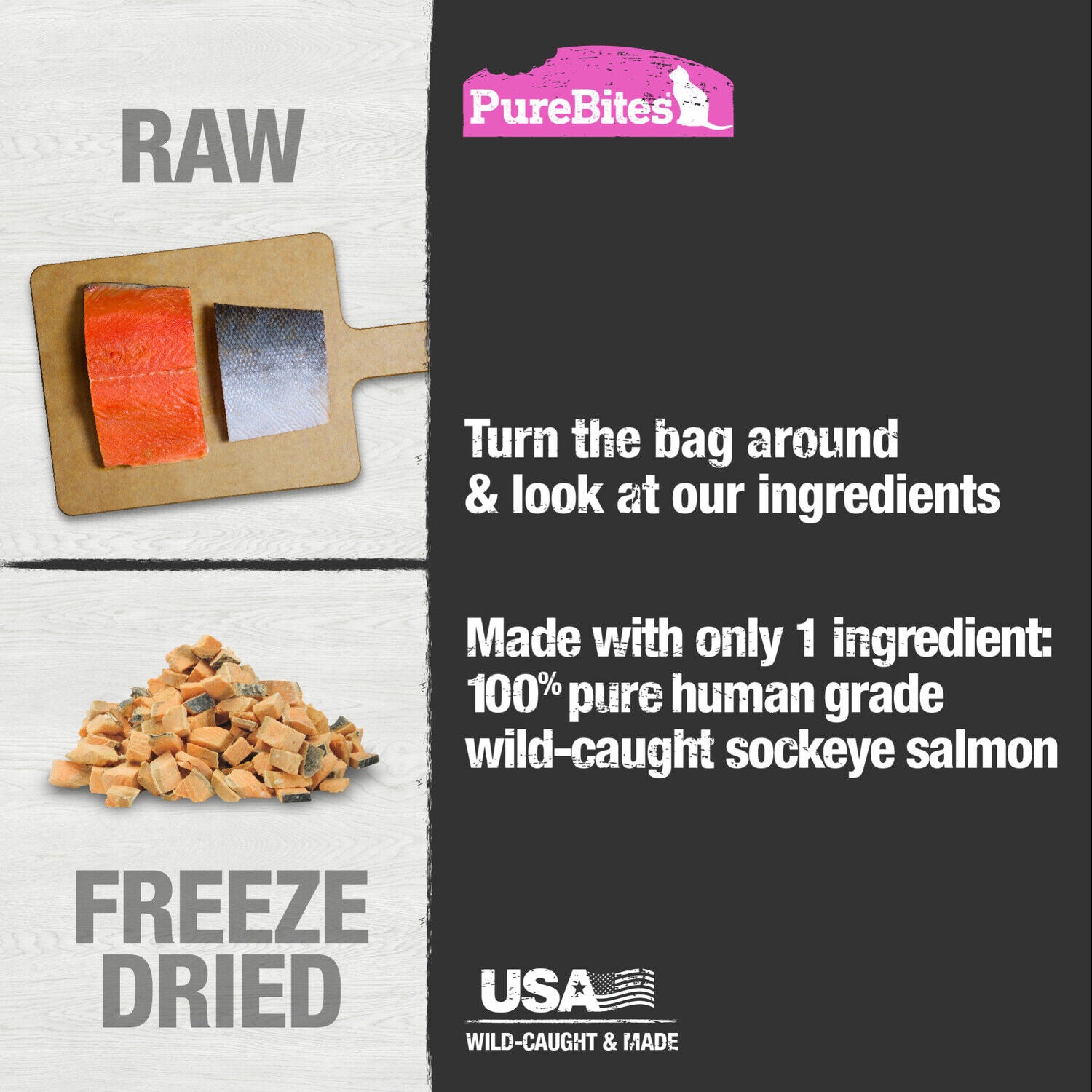 Purebites Salmon Freeze Dried Cat Treats, 1 Ingredient, Made In Usa, 2Oz