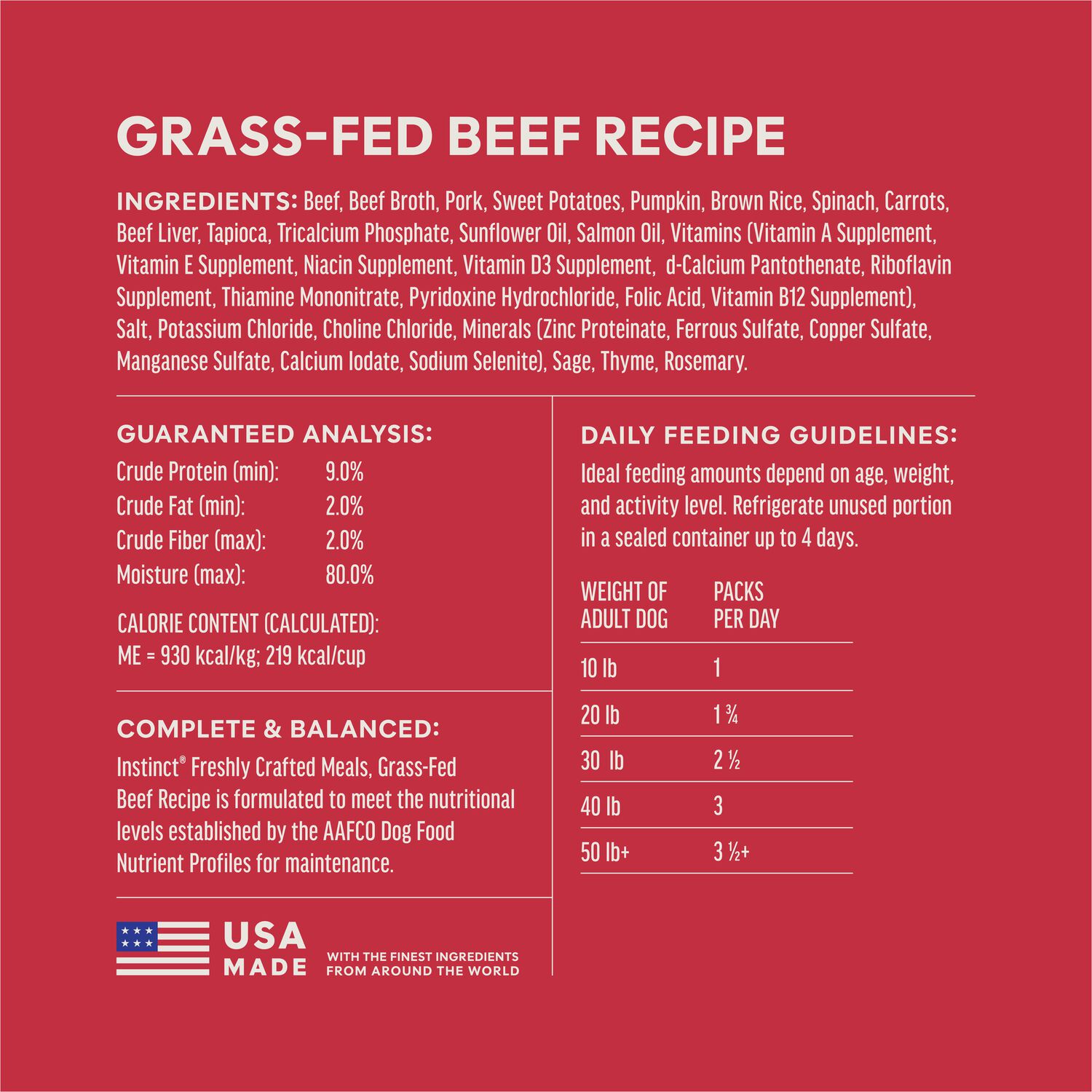 Instinct Freshly Crafted Meals Wet Dog Food Or Dog Food Topper, Grass-Fed Beef Recipe, 11-Oz Carton