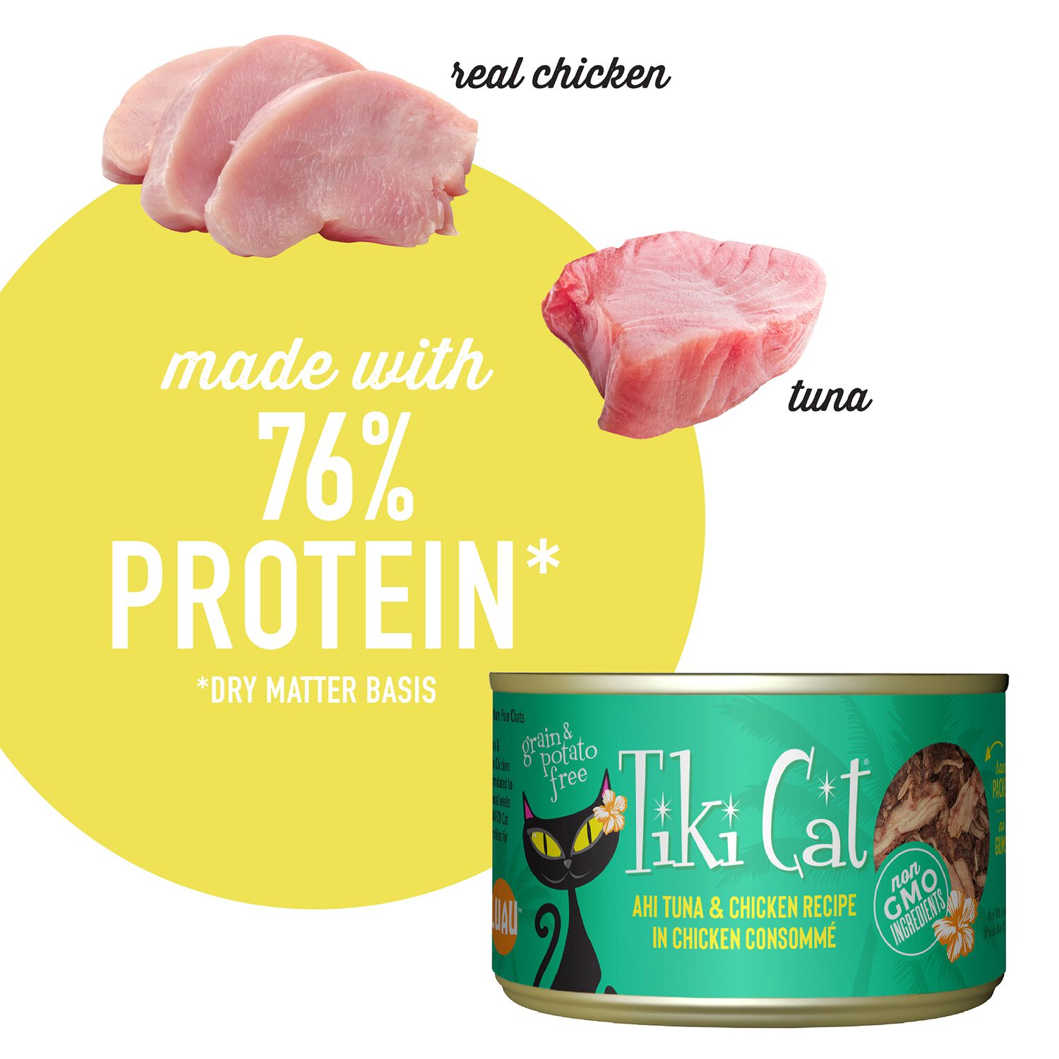 Tiki Cat Luau Wet Cat Food, Ahi Tuna & Chicken, 6-Oz Can
