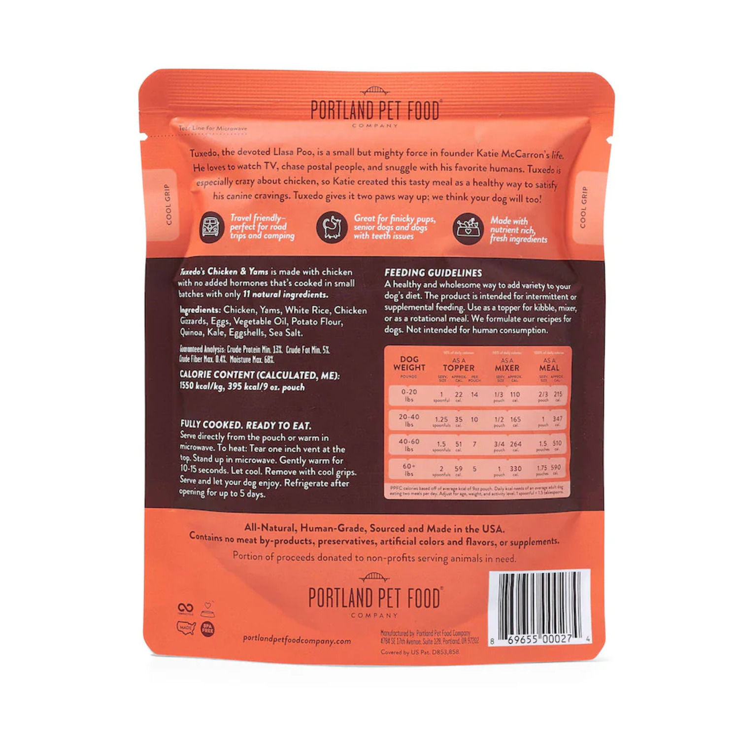 Portland Pet Food Tuxedo's Chicken & Yams Homestyle Fresh Dog Food